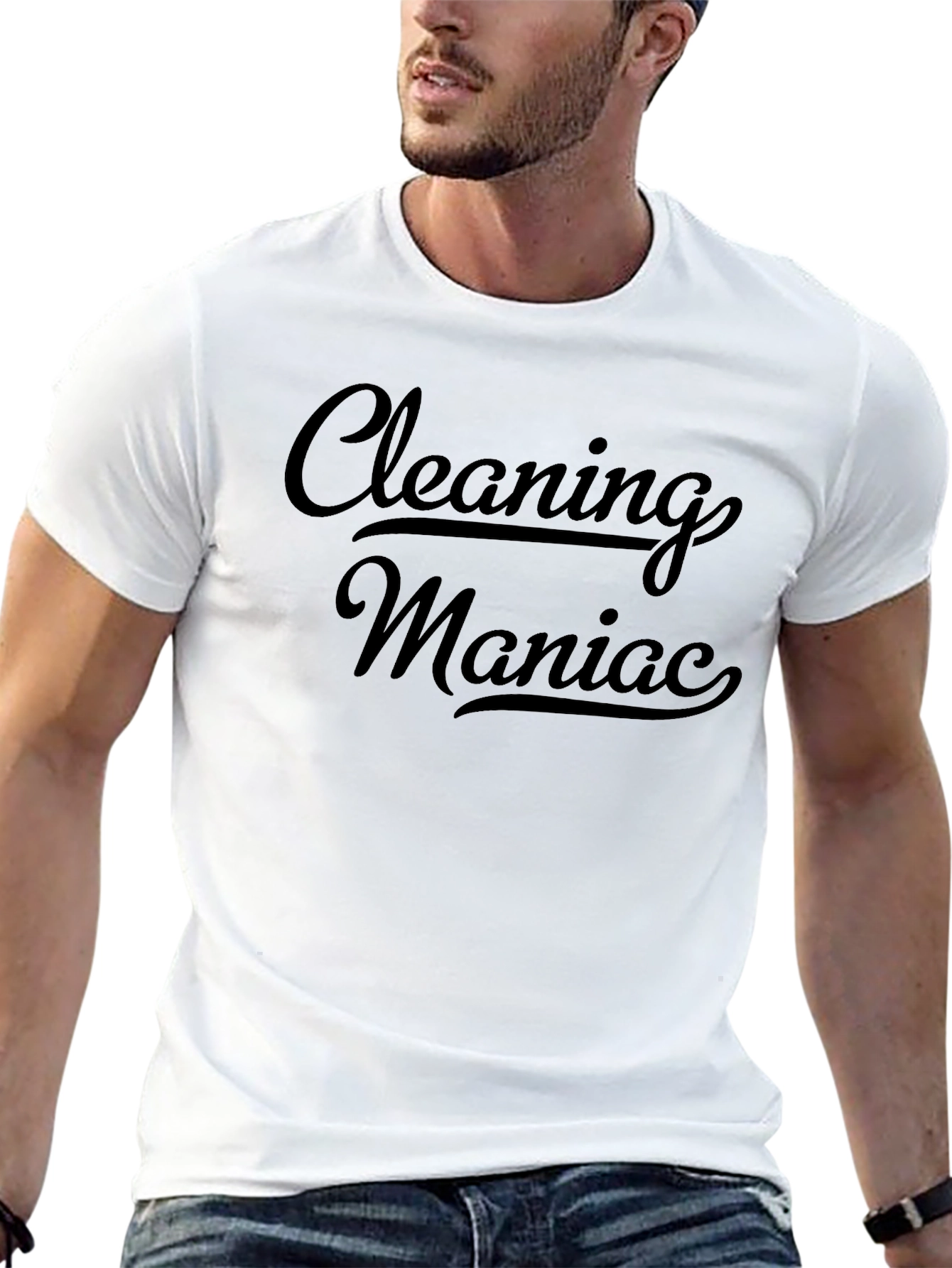 Cleaning Maniac Black Graphic T-Shirt