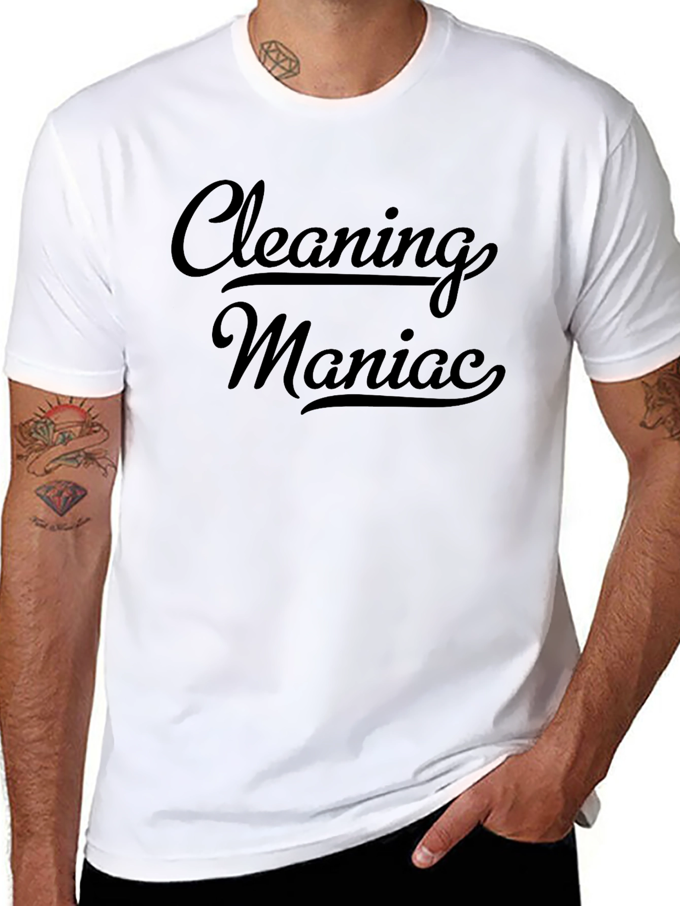 Cleaning Maniac Black Graphic T-Shirt