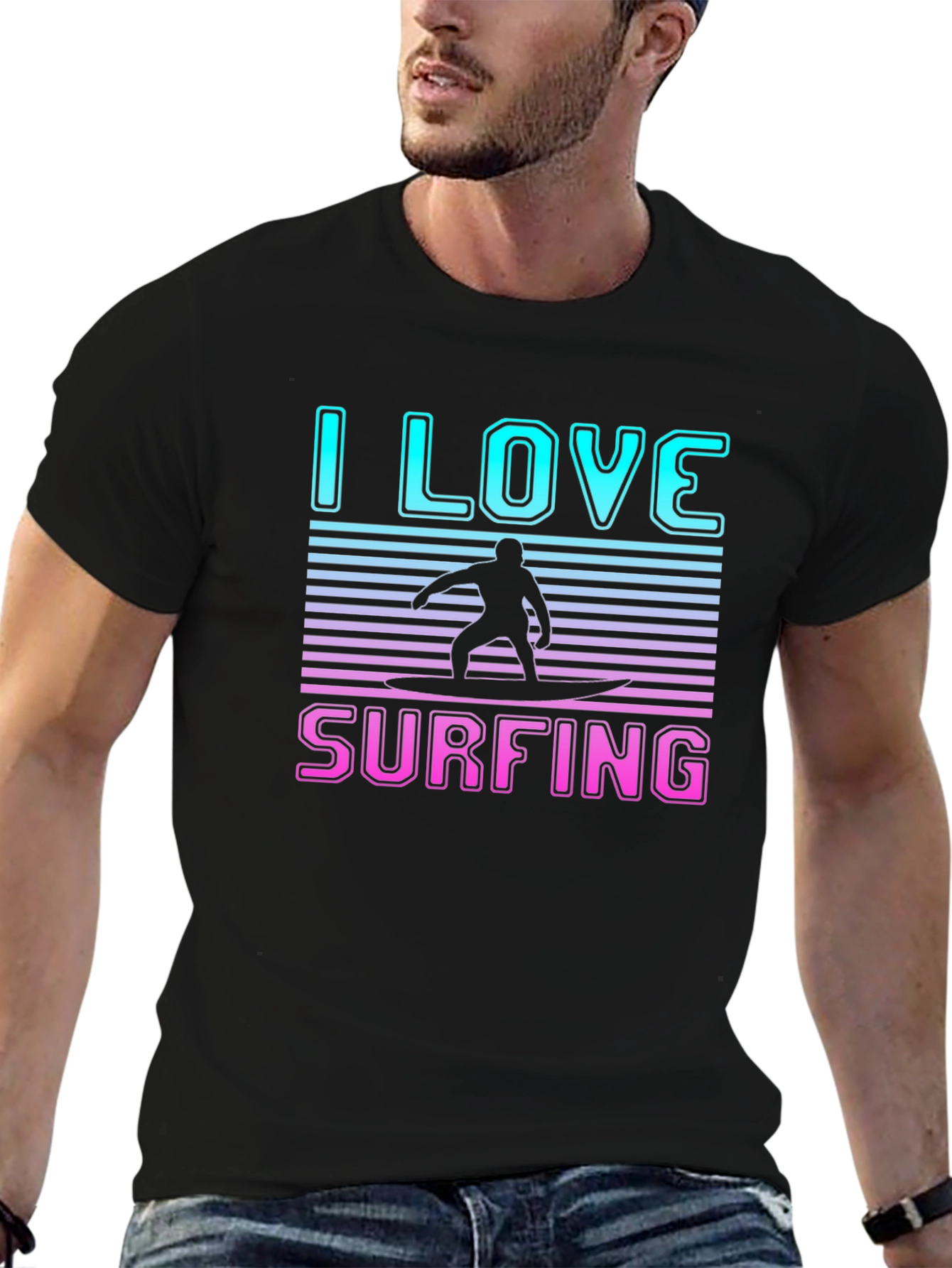 I Love Surfing Graphic T-Shirt