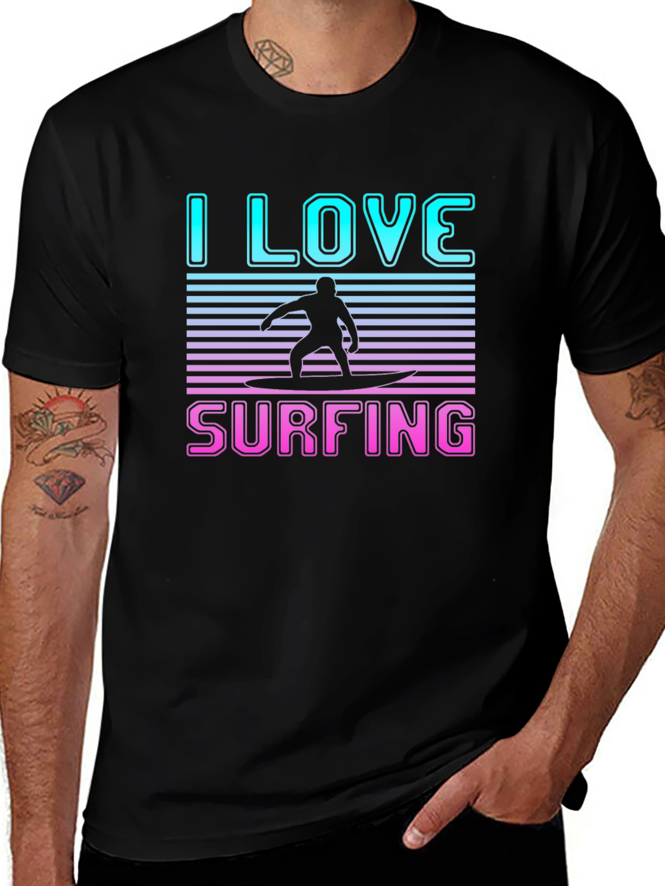 I Love Surfing Graphic T-Shirt
