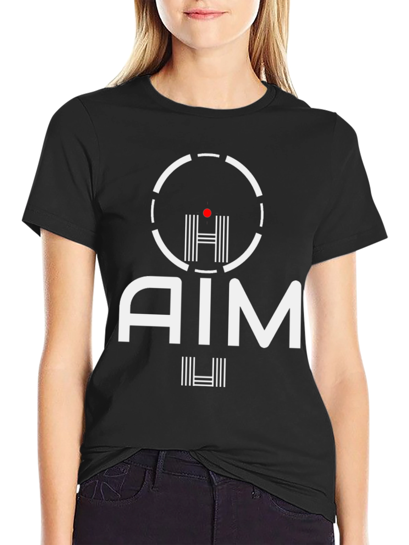AIM Graphic Tee - Black Crew Neck T-Shirt