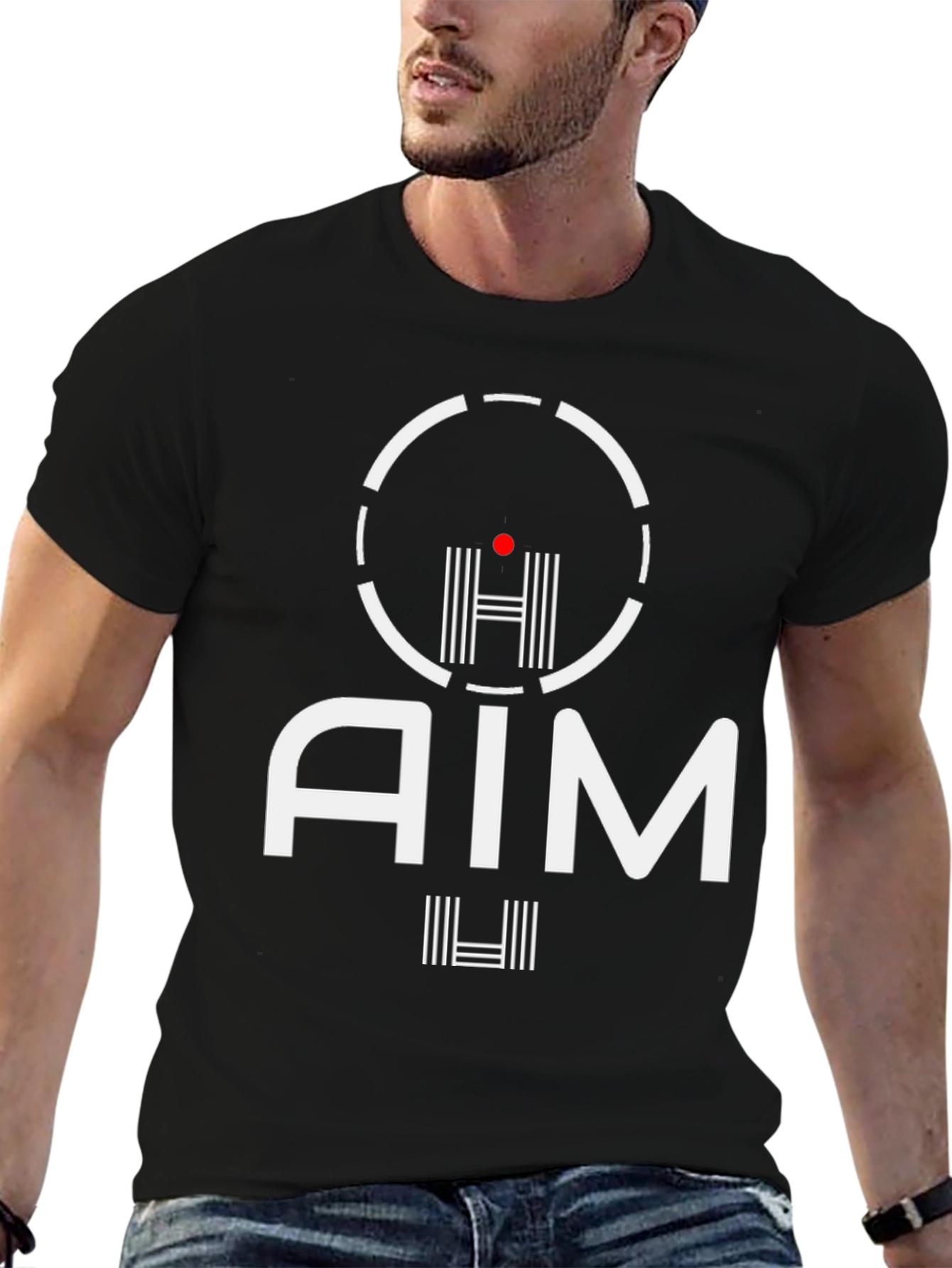 AIM Graphic Tee - Black Crew Neck T-Shirt