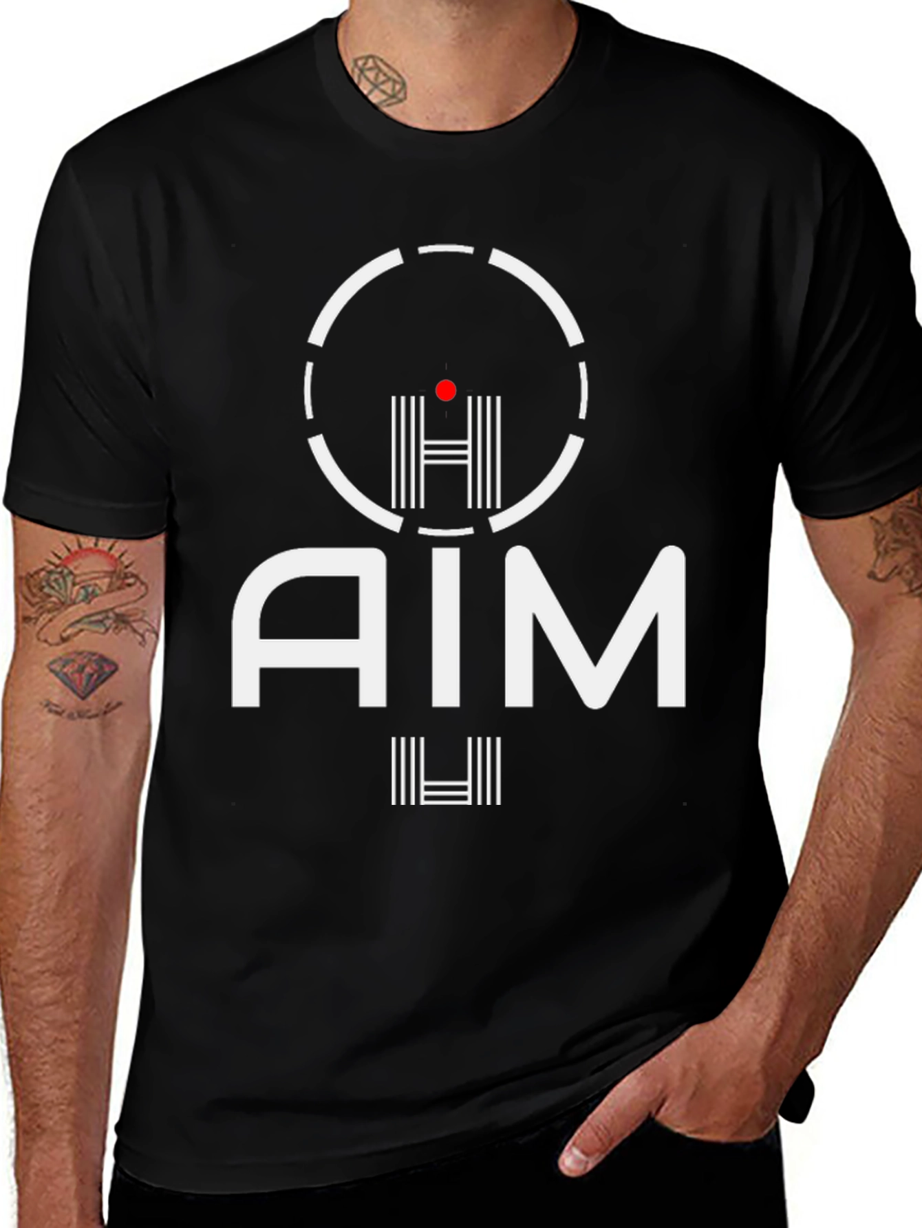 AIM Graphic Tee - Black Crew Neck T-Shirt
