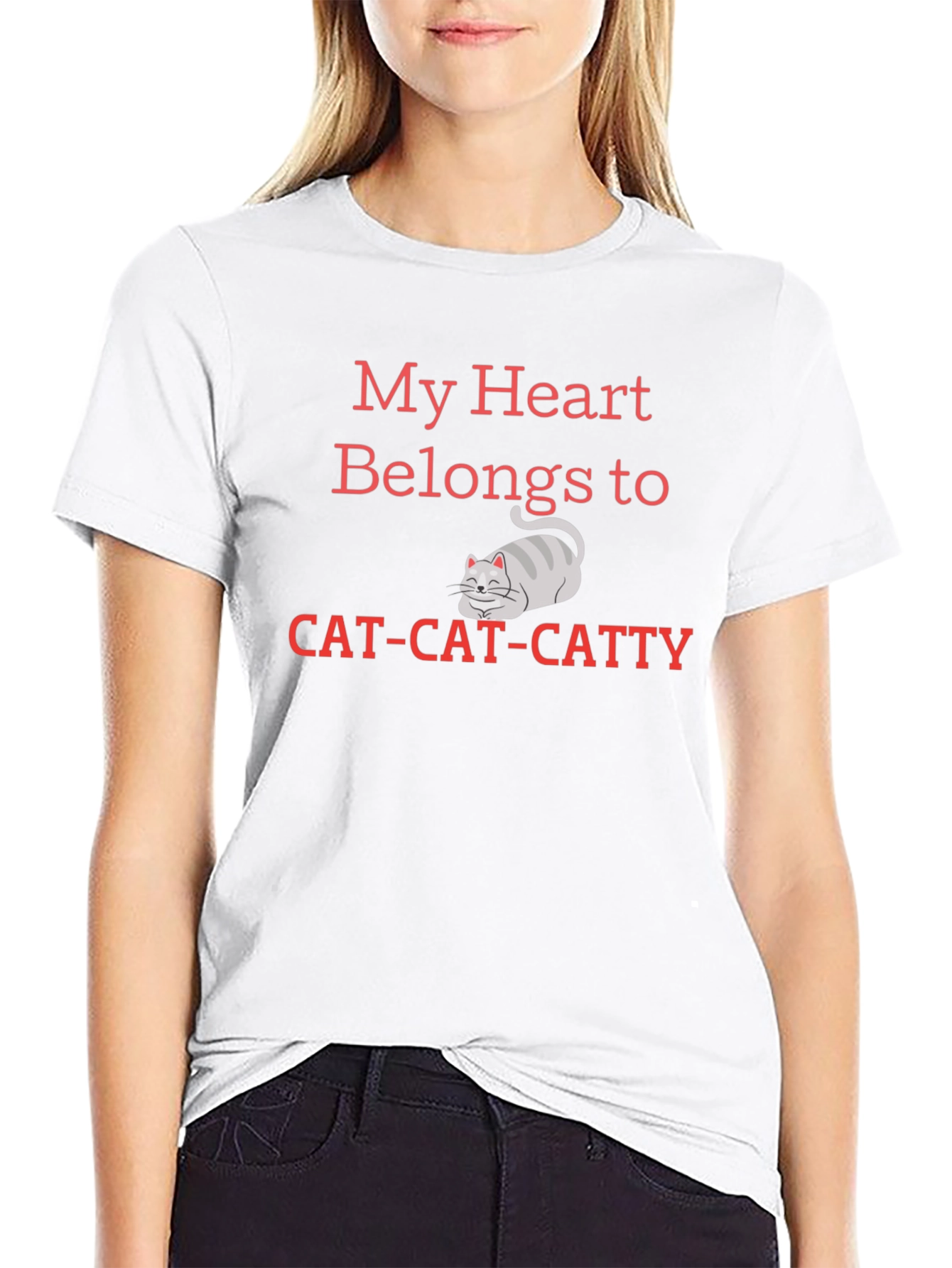 My Heart Belongs To Cat Cat Catty Black T-Shirt