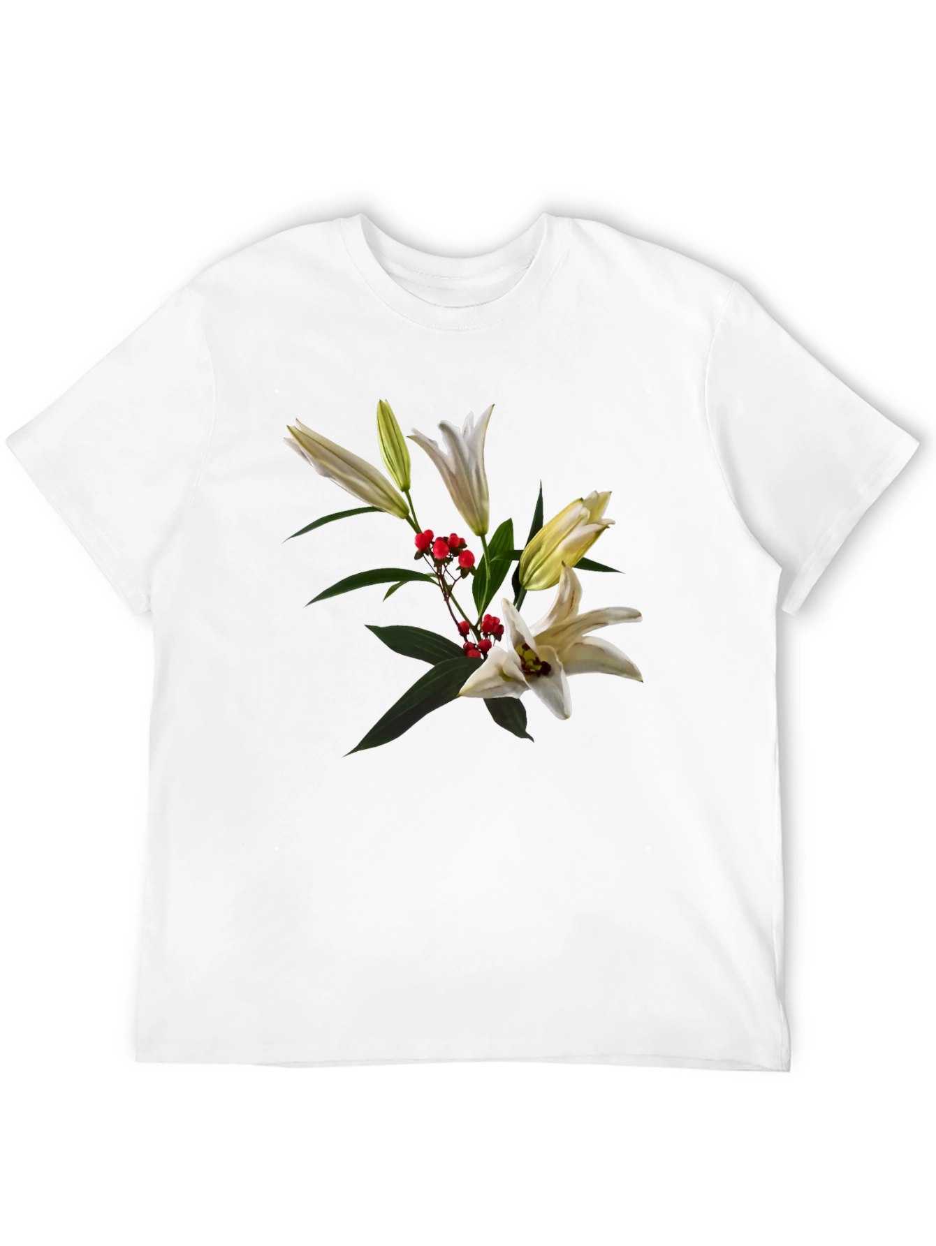 Floral Lily Graphic Black T-Shirt