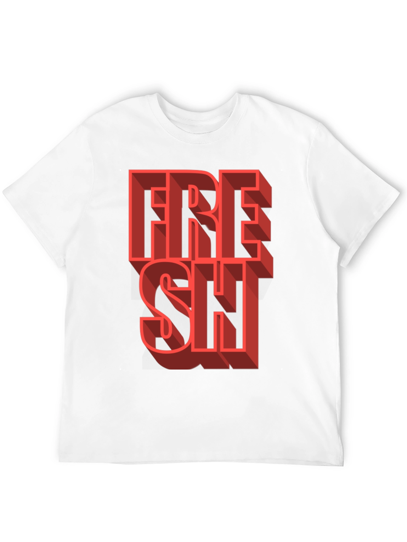 Fresh Graphic Tee - Trendy 3D Lettering Black T-Shirt