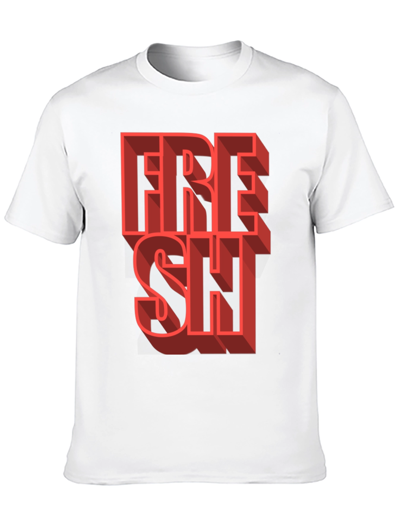 Fresh Graphic Tee - Trendy 3D Lettering Black T-Shirt