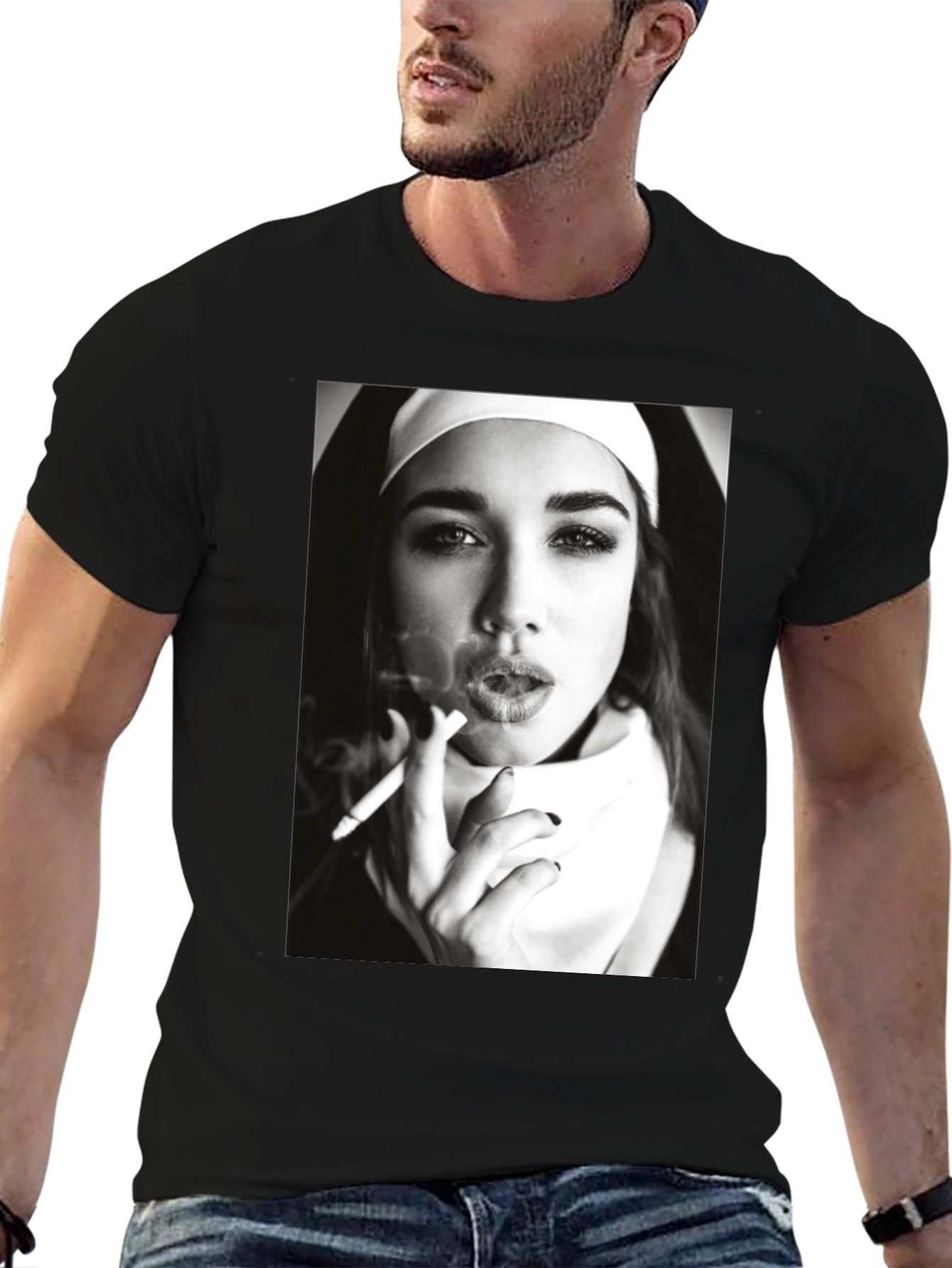 Nun Smoking Black T-Shirt