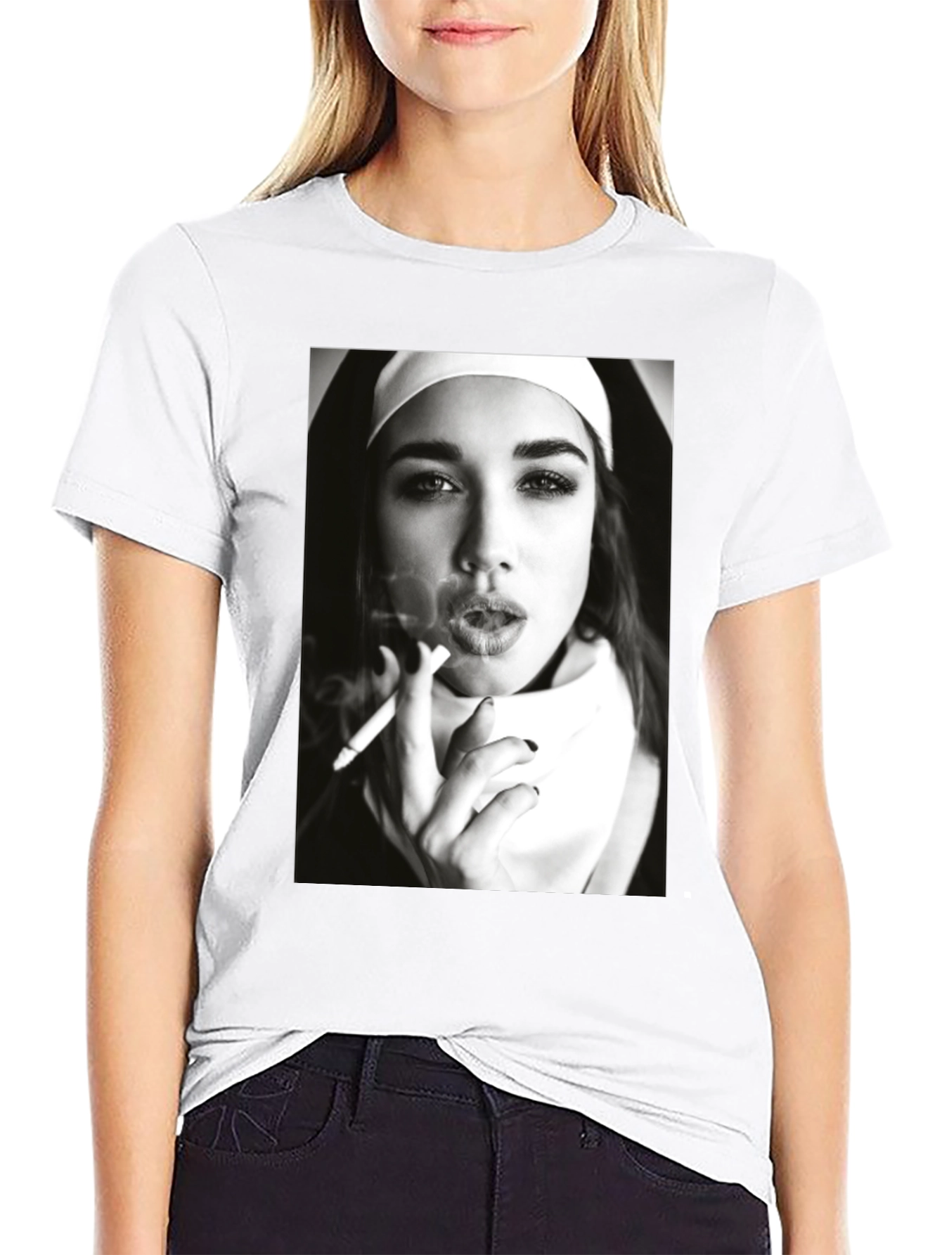 Nun Smoking Black T-Shirt