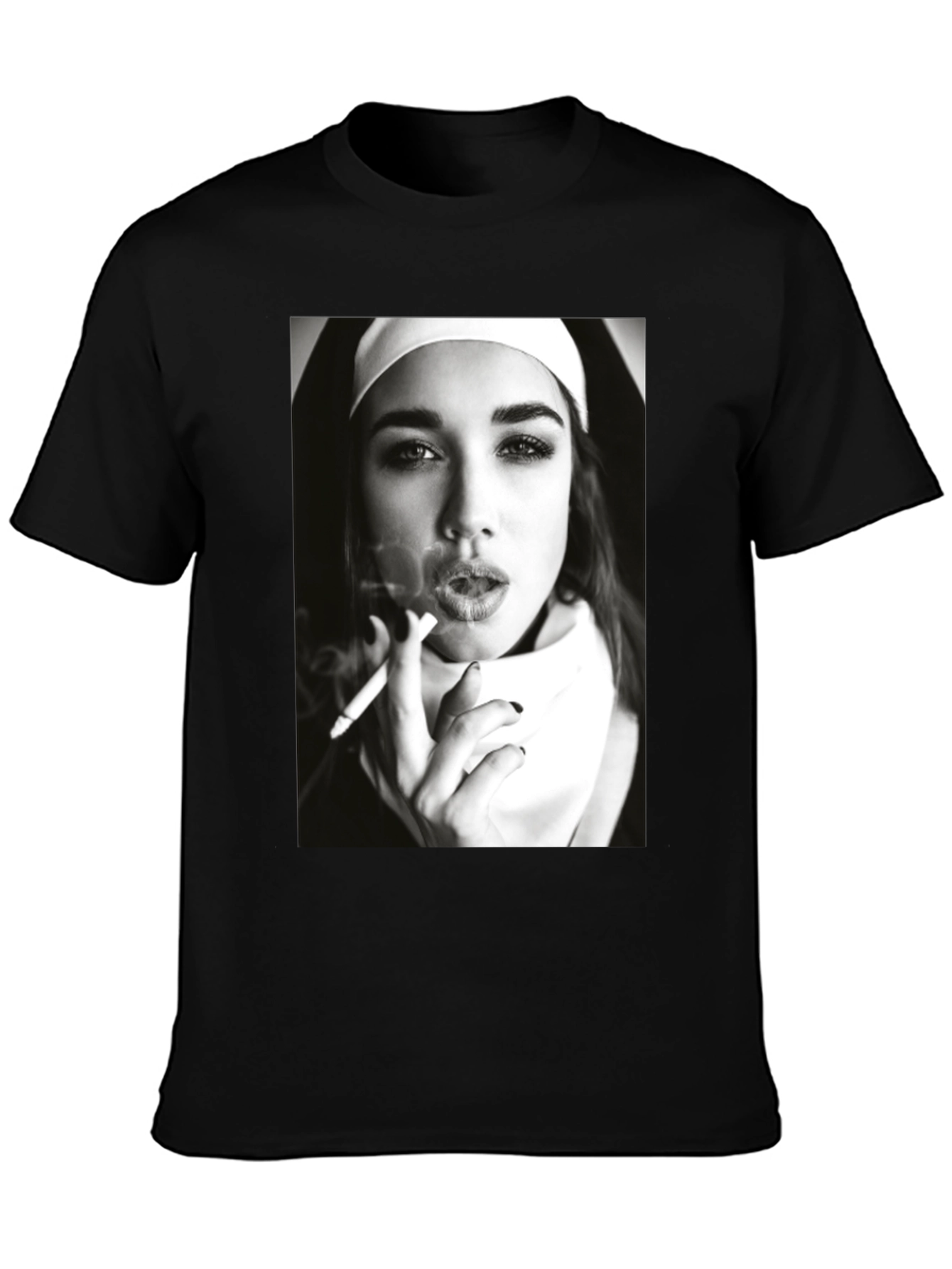 Nun Smoking Black T-Shirt