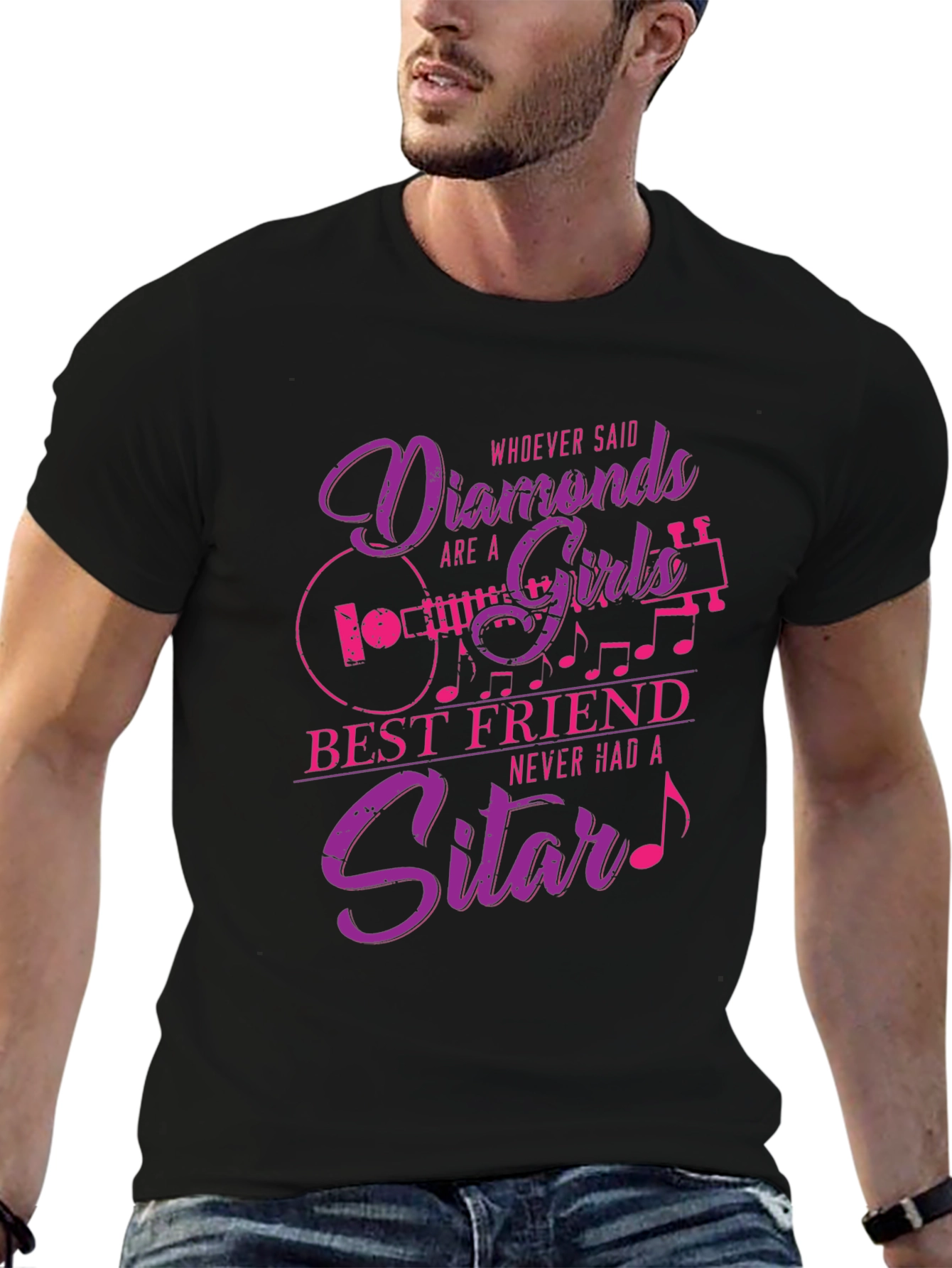 Diamonds & Sitars Graphic Tee - Music Lover T-Shirt