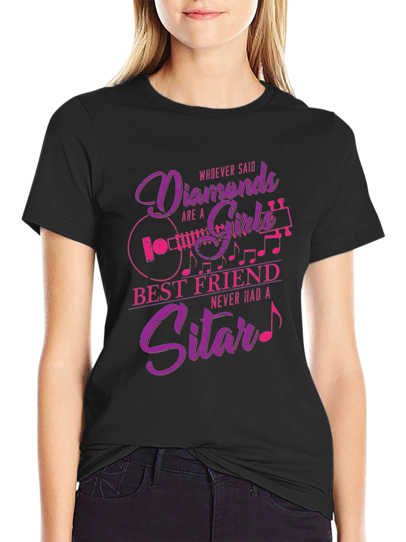 Diamonds & Sitars Graphic Tee - Music Lover T-Shirt