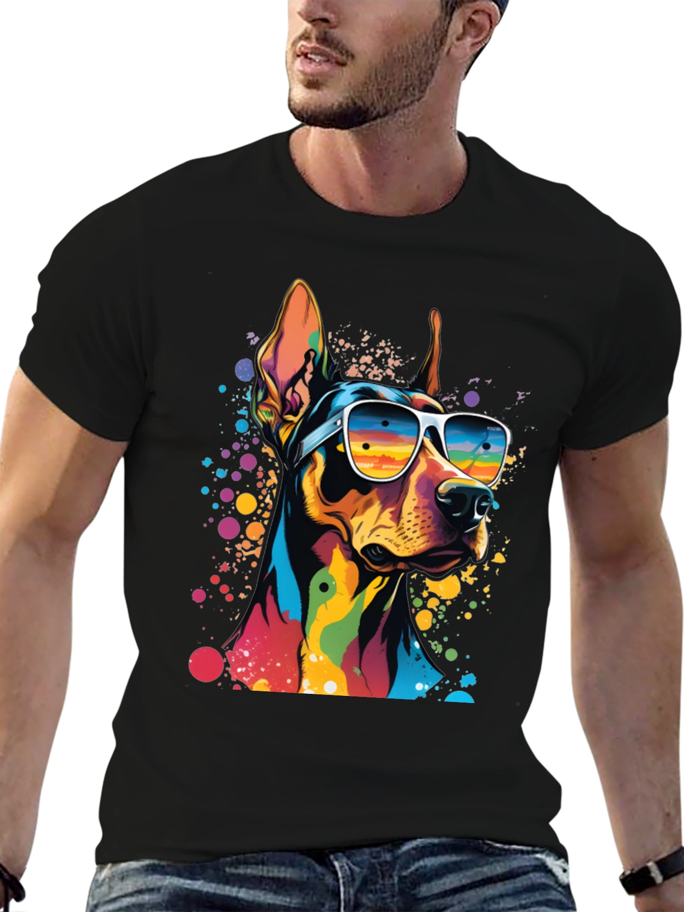 Cool Doberman Dog Graphic T-Shirt