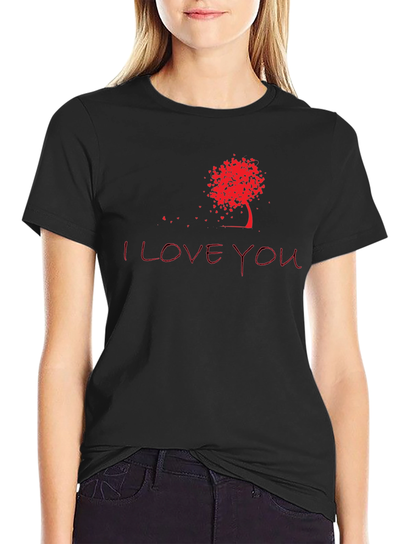 I Love You Tree Graphic Tee - Black