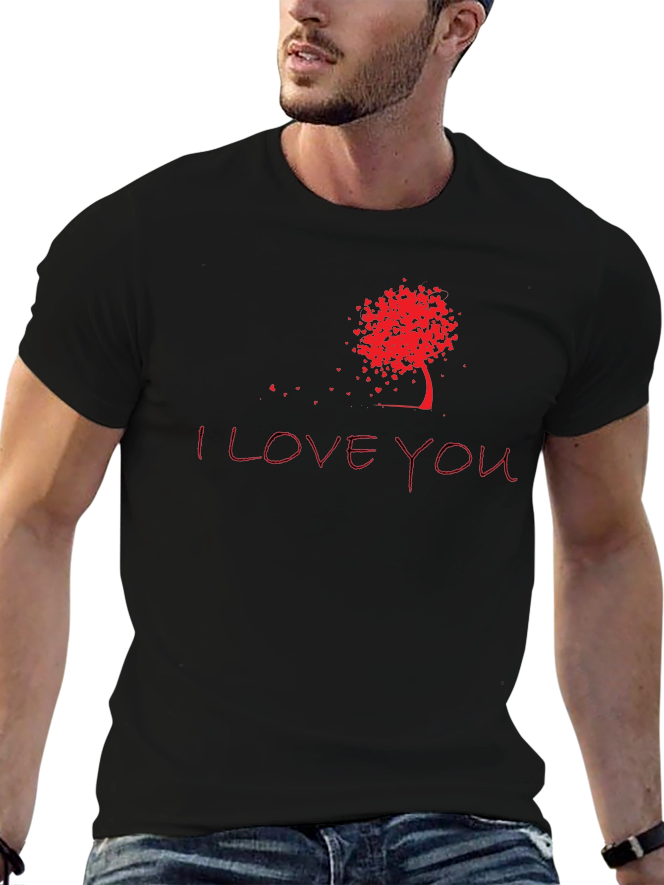 I Love You Tree Graphic Tee - Black