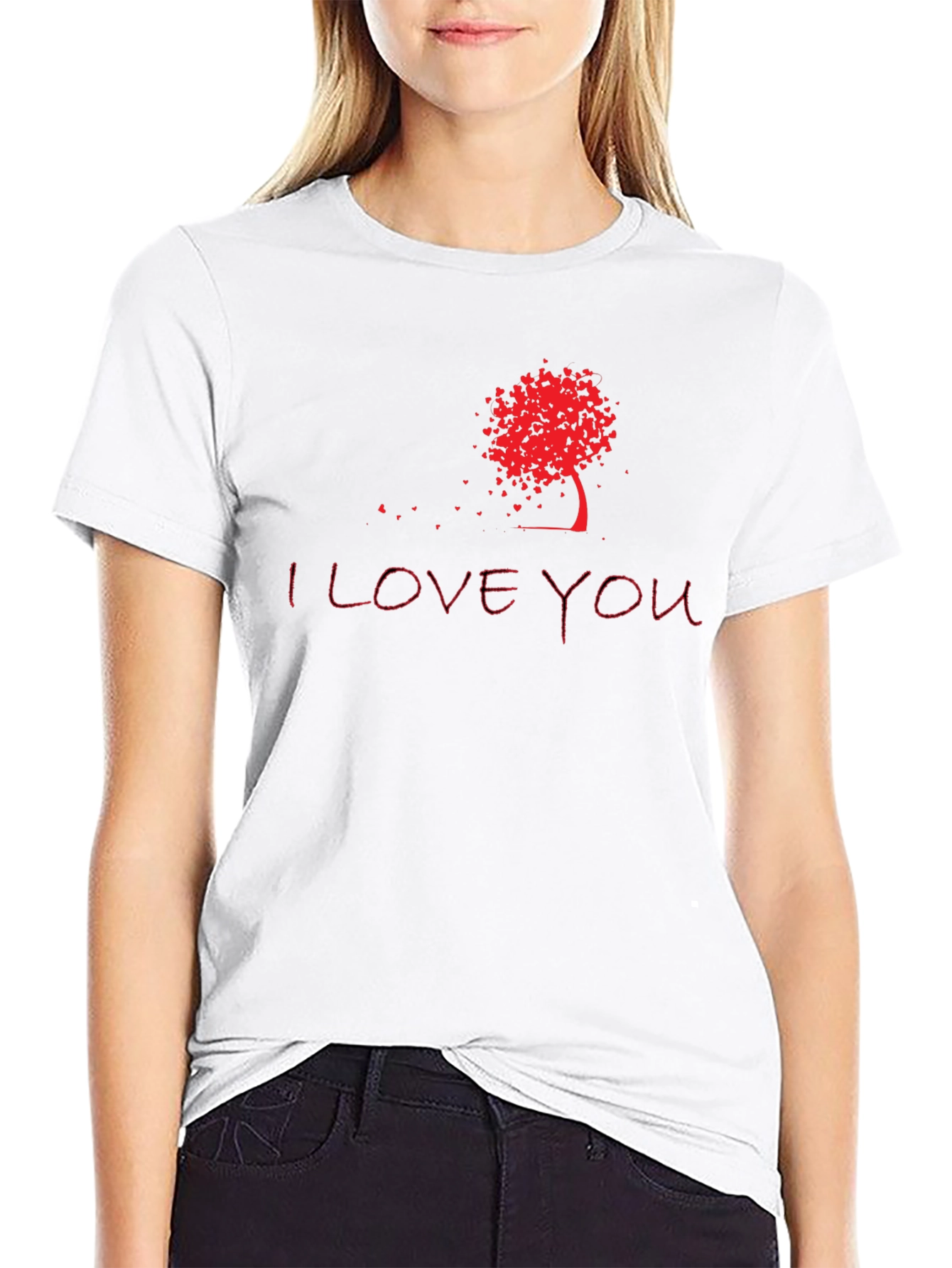 I Love You Tree Graphic Tee - Black