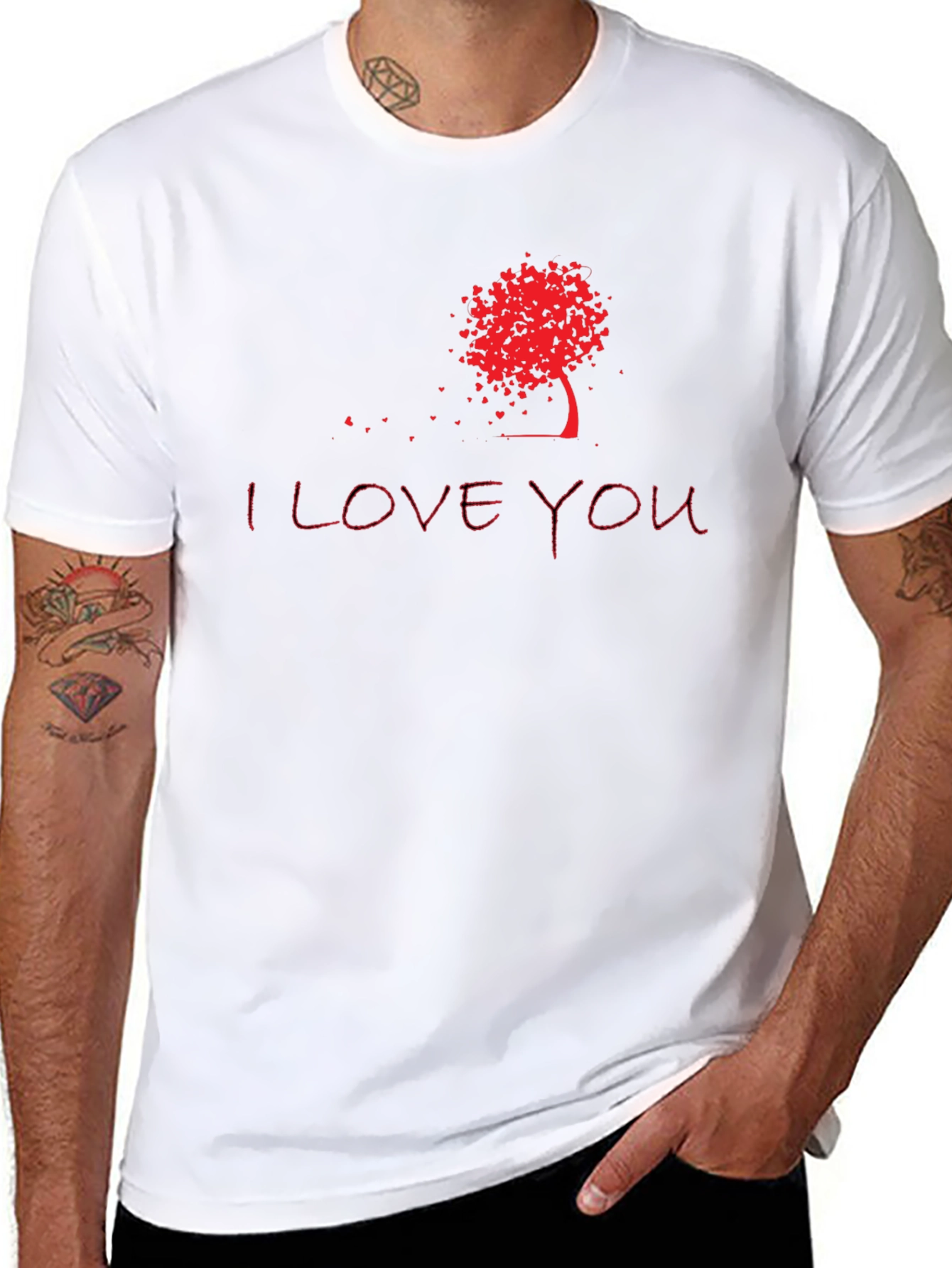 I Love You Tree Graphic Tee - Black