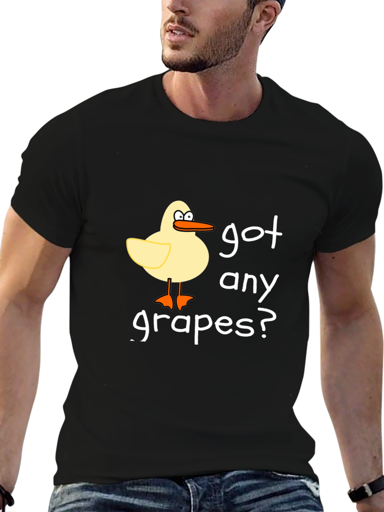 Got Any Grapes? Black Crew Neck T-Shirt