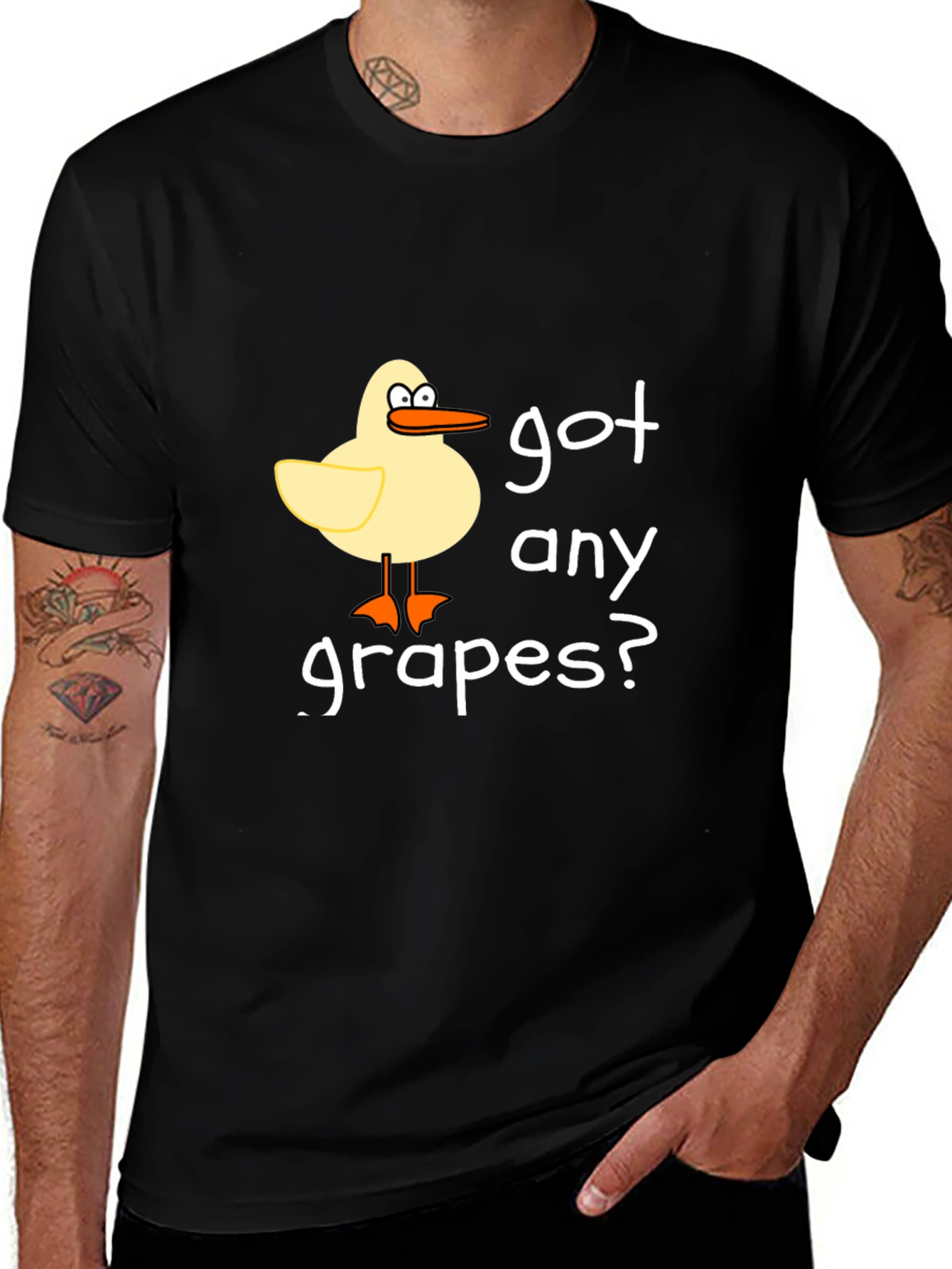 Got Any Grapes? Black Crew Neck T-Shirt