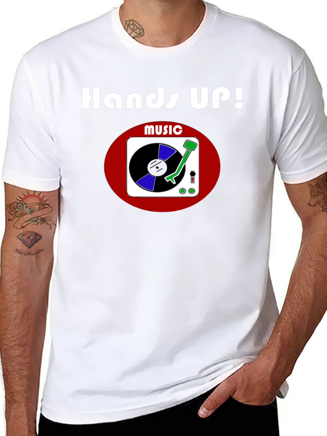 Hands Up! Music Graphic T-Shirt - Black