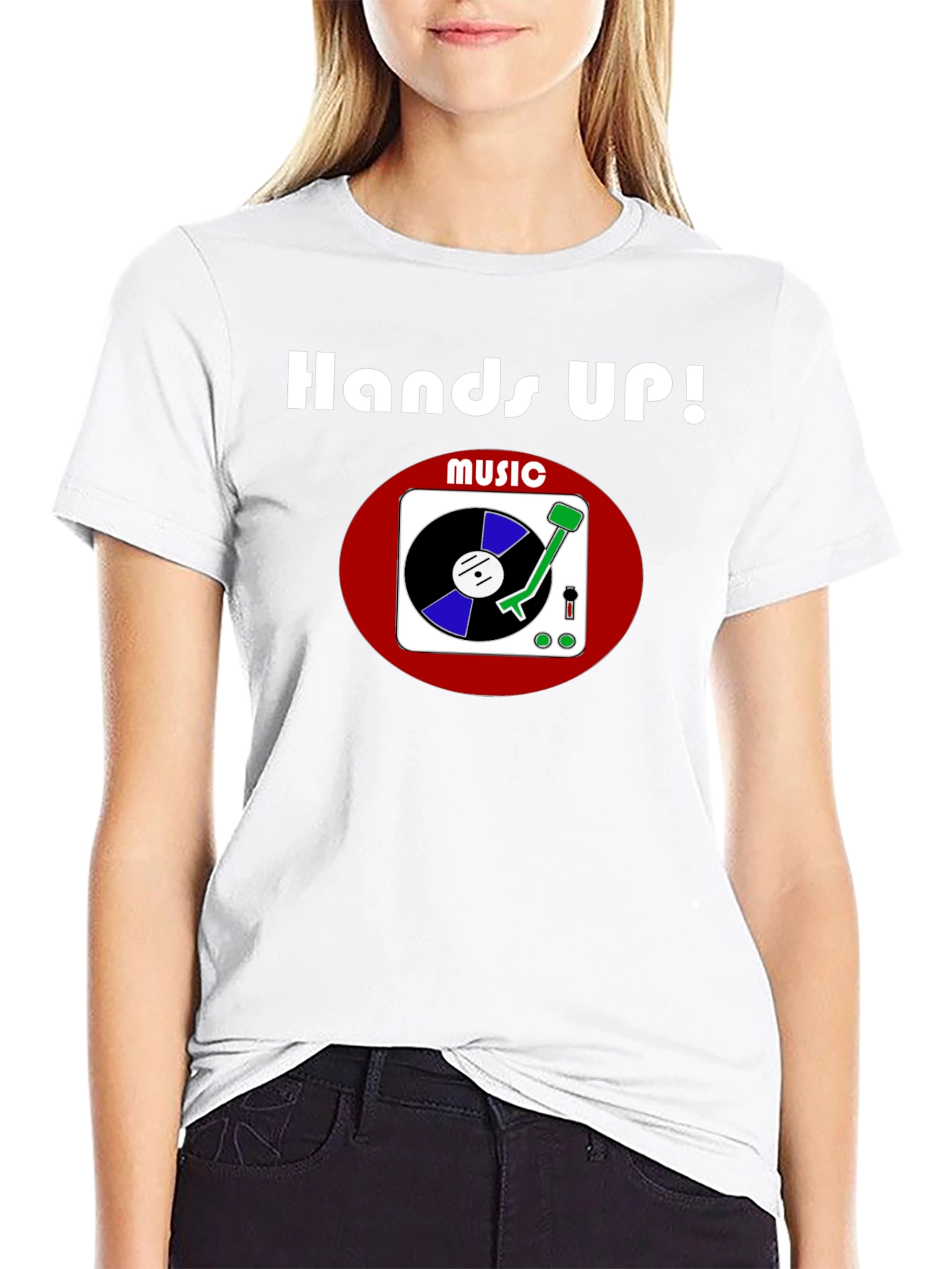 Hands Up! Music Graphic T-Shirt - Black