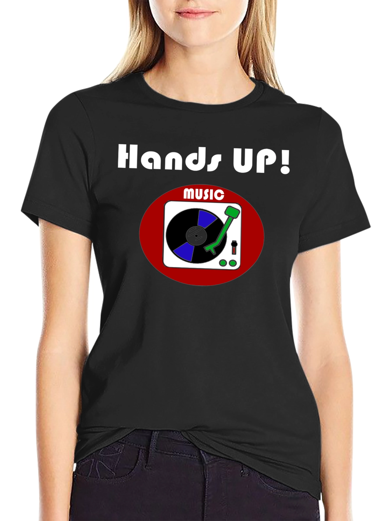 Hands Up! Music Graphic T-Shirt - Black