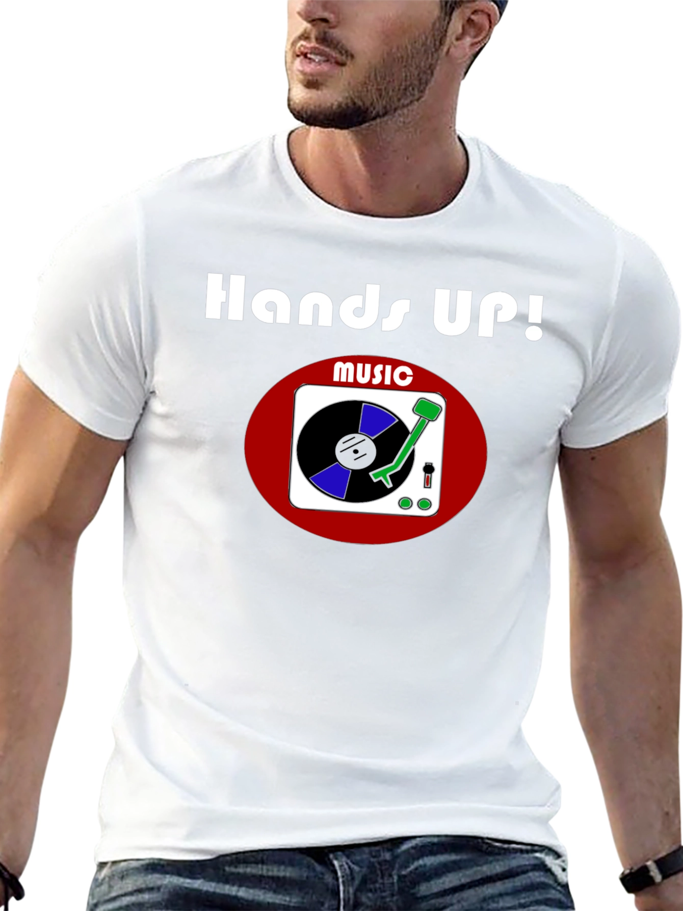 Hands Up! Music Graphic T-Shirt - Black