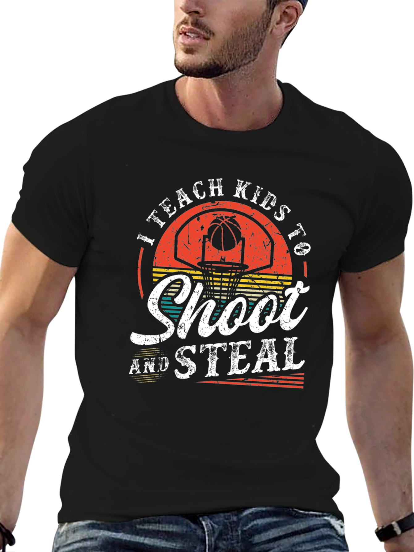 I Teach Kids To Shoot & Steal Basketball T-Shirt