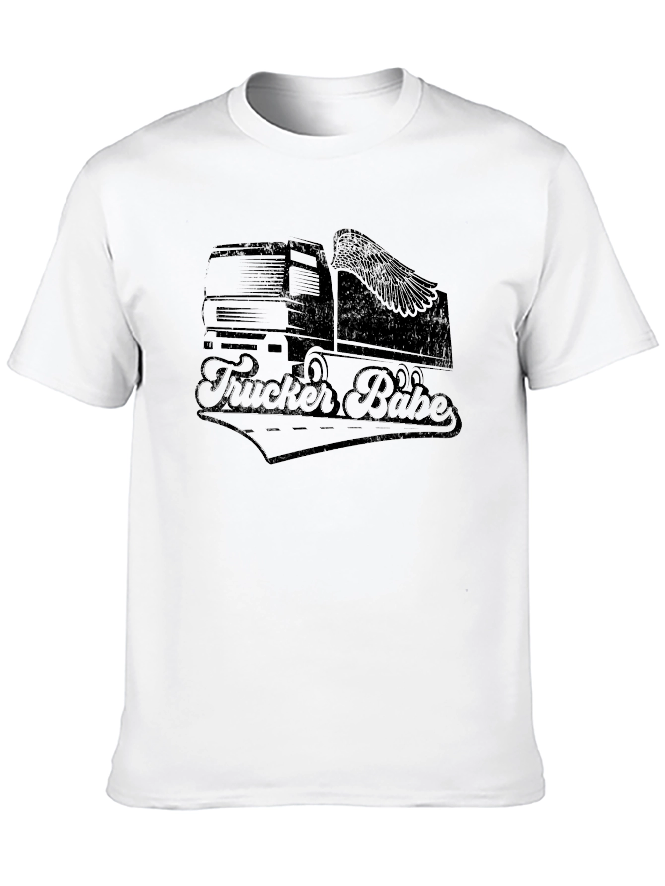 Trucker Babe Graphic T-Shirt - Black Crew Neck Tee