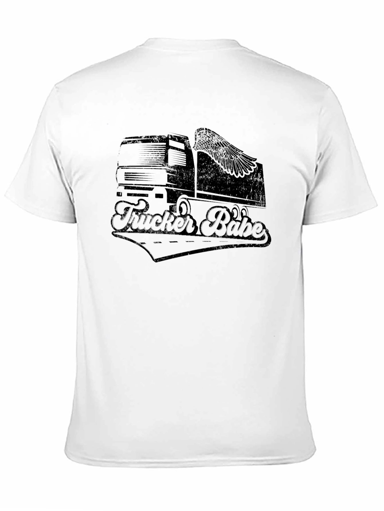 Trucker Babe Graphic T-Shirt - Black Crew Neck Tee