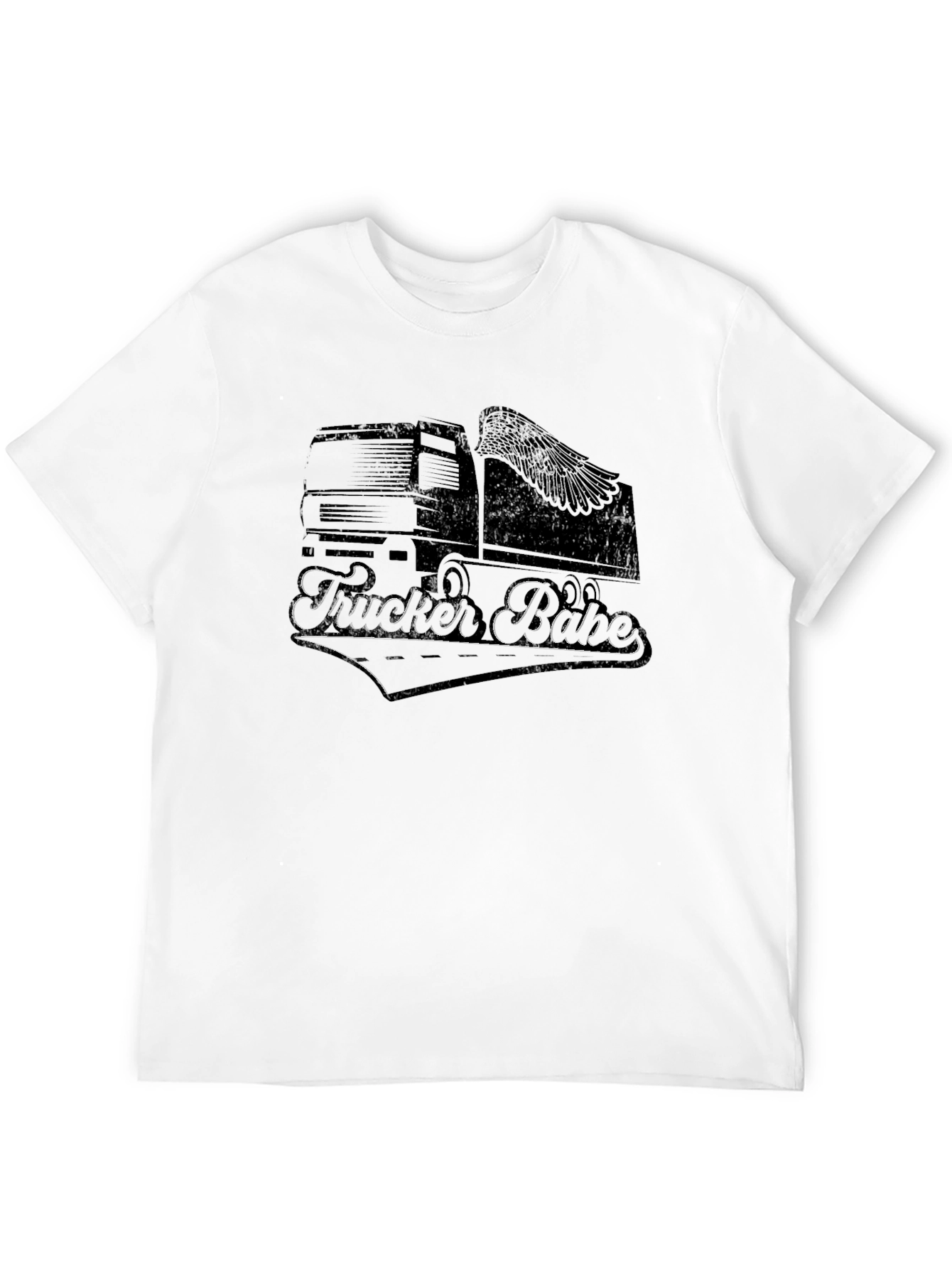 Trucker Babe Graphic T-Shirt - Black Crew Neck Tee
