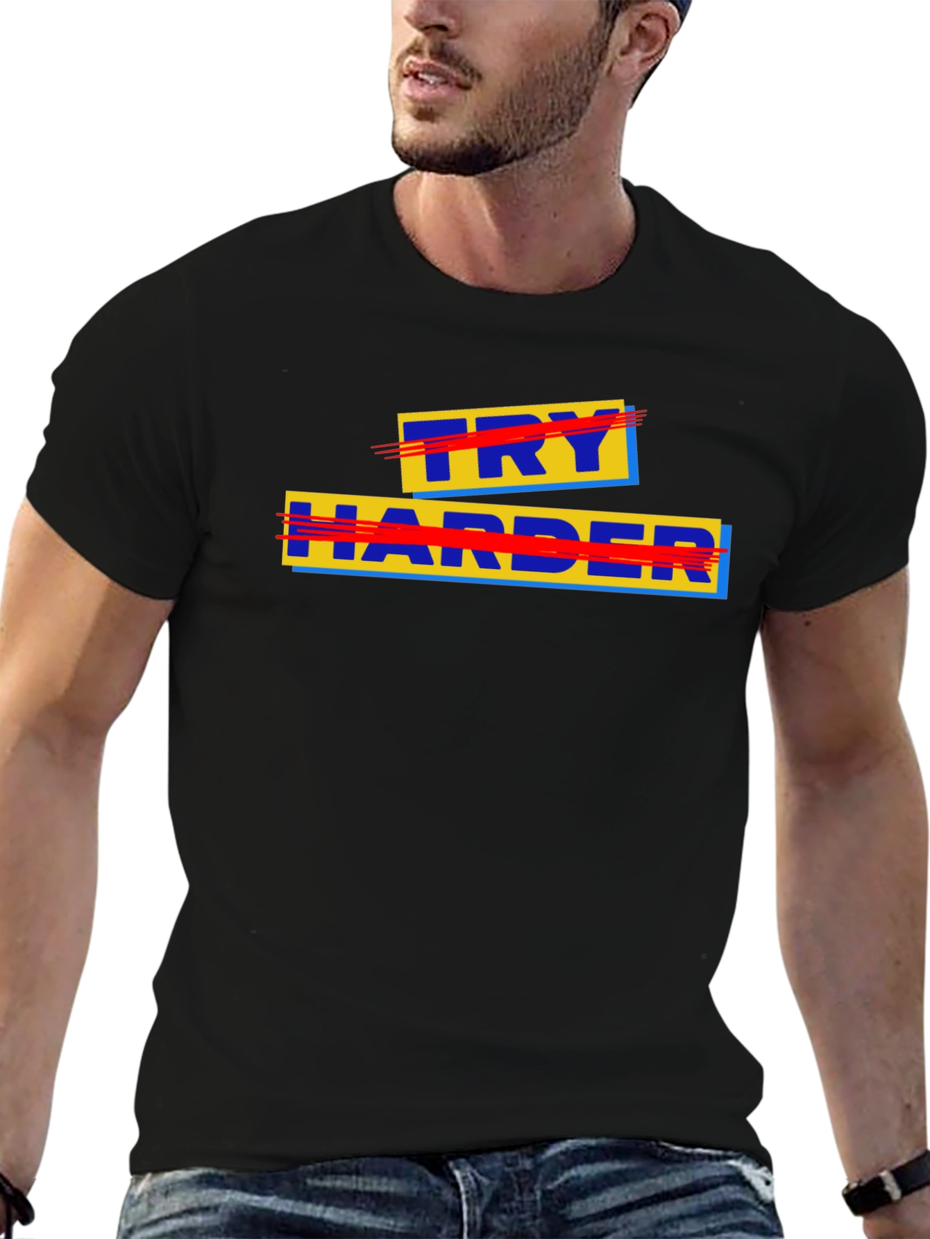 Try Harder Graphic Tee - Motivational T-Shirt