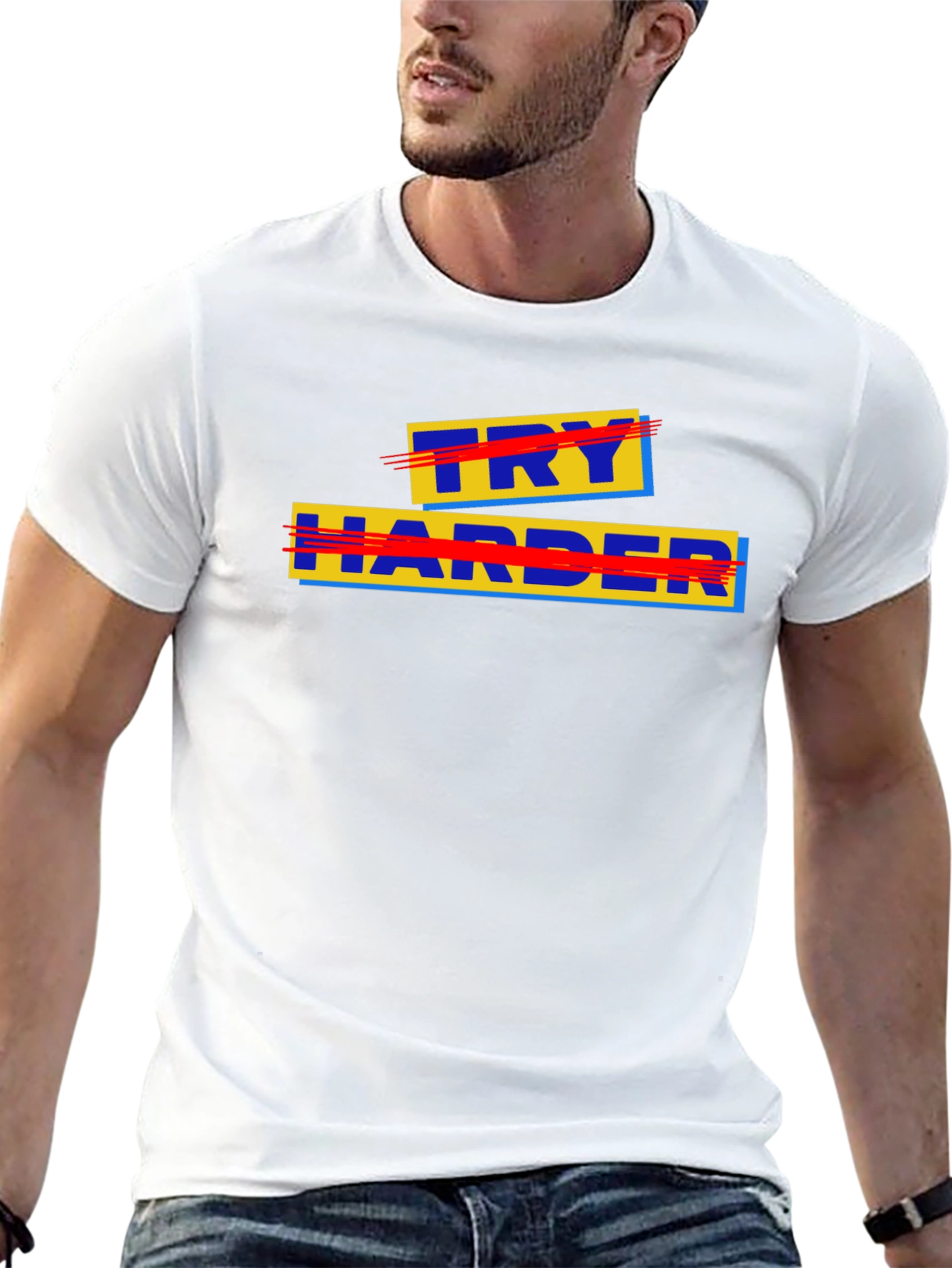 Try Harder Graphic Tee - Motivational T-Shirt