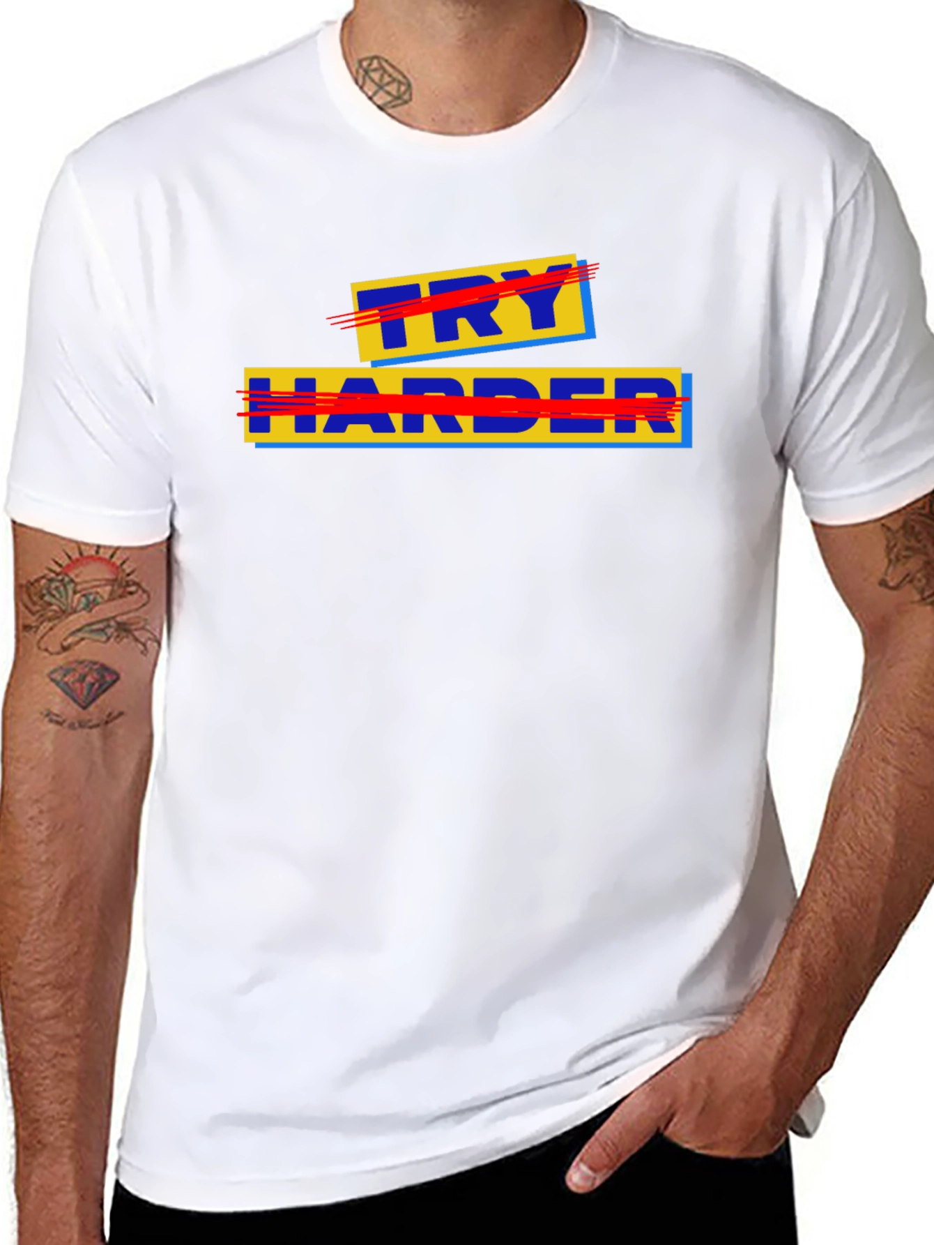 Try Harder Graphic Tee - Motivational T-Shirt