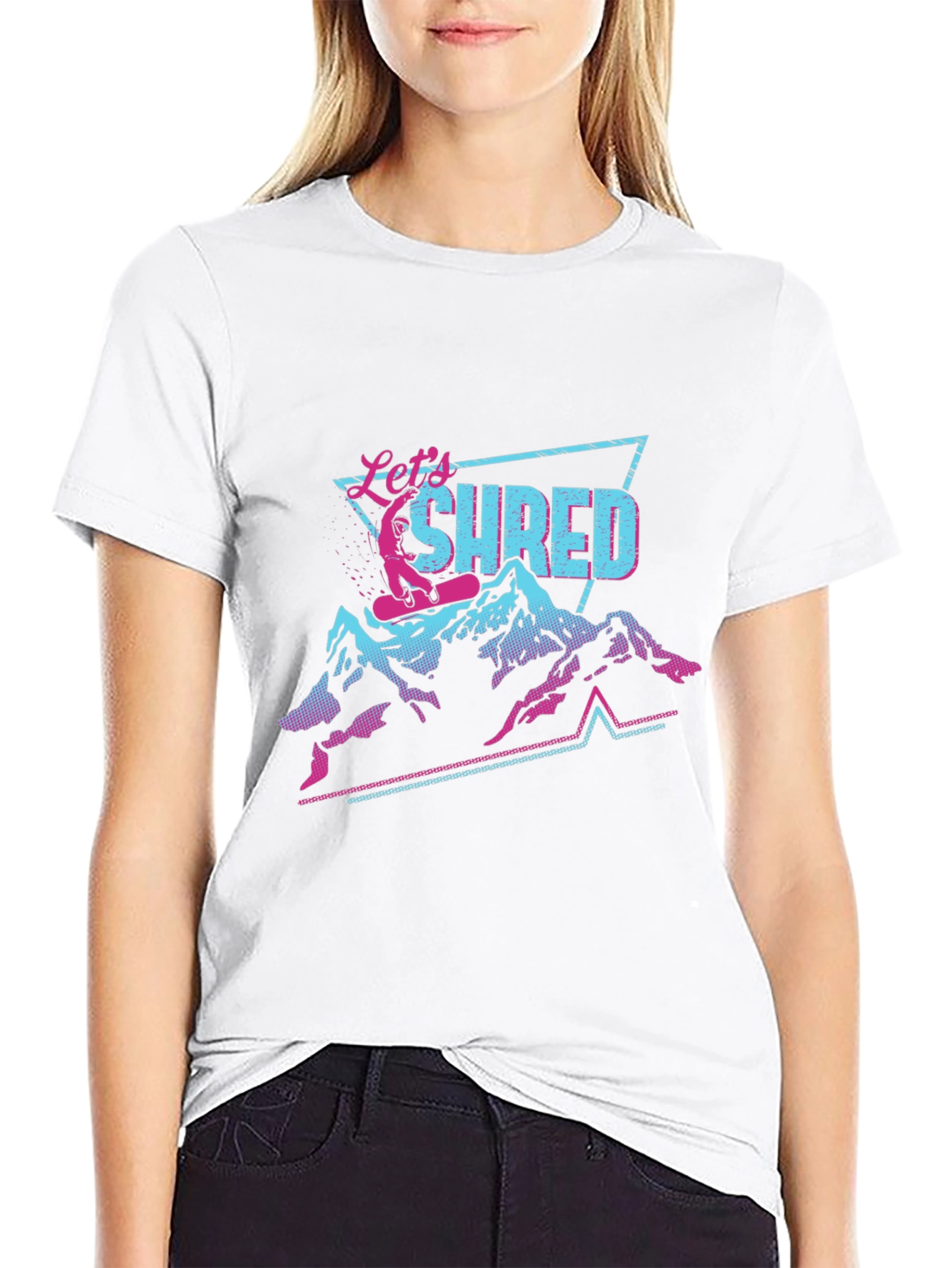 Lets Shred T-Shirt Retro Snowboard Design