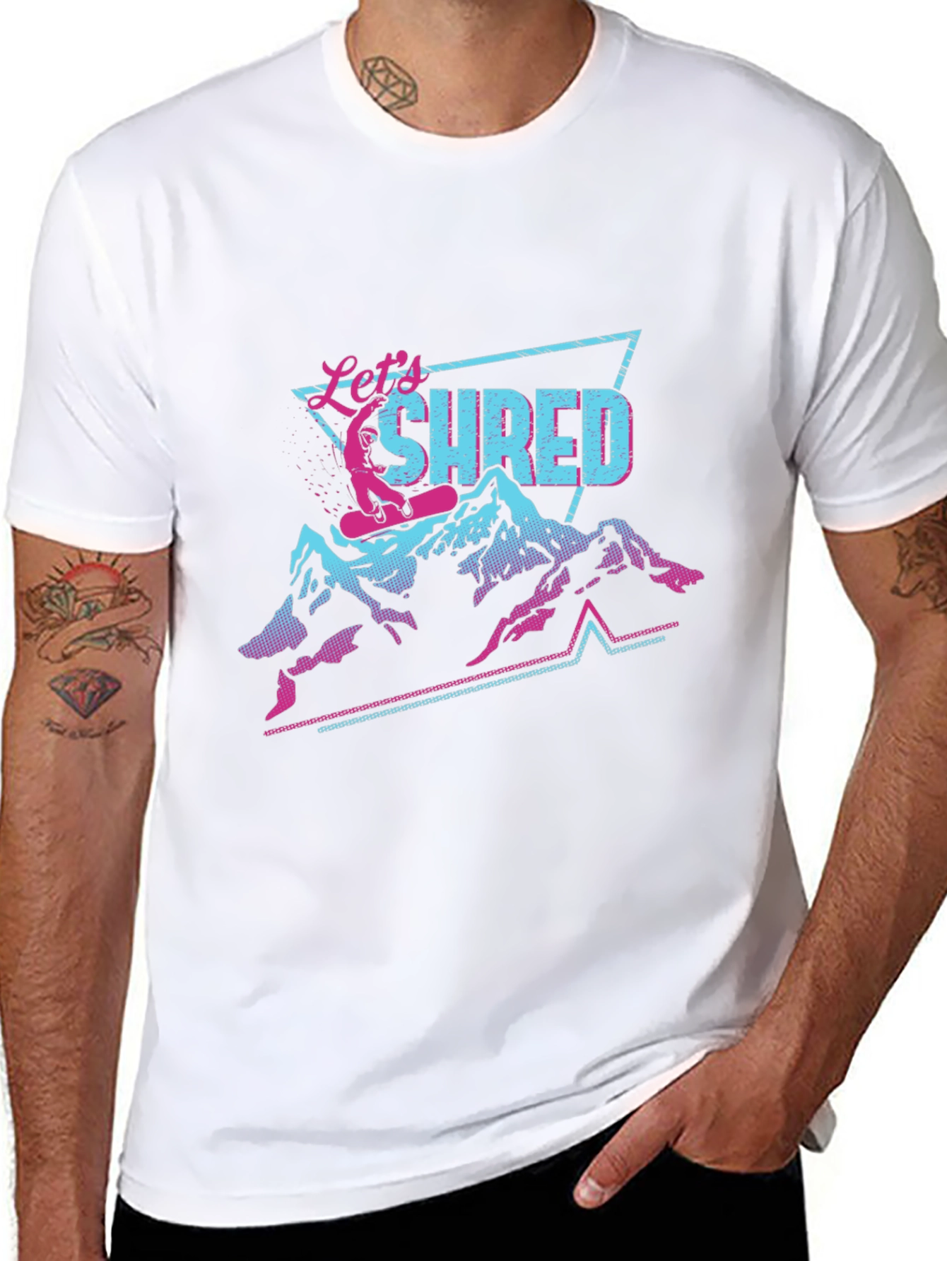 Lets Shred T-Shirt Retro Snowboard Design