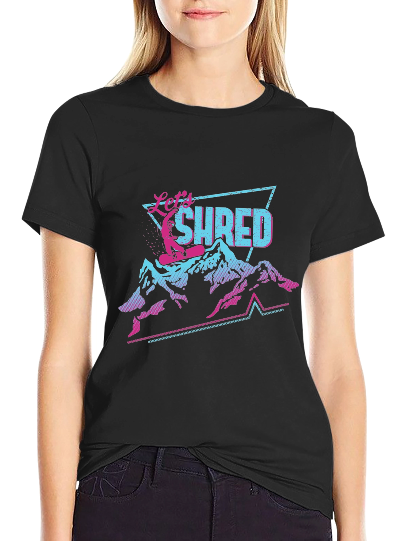Lets Shred T-Shirt Retro Snowboard Design