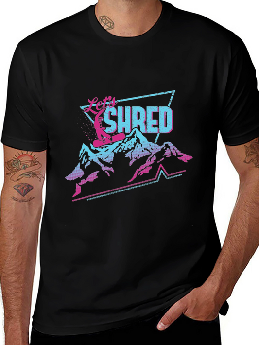 Lets Shred T-Shirt Retro Snowboard Design