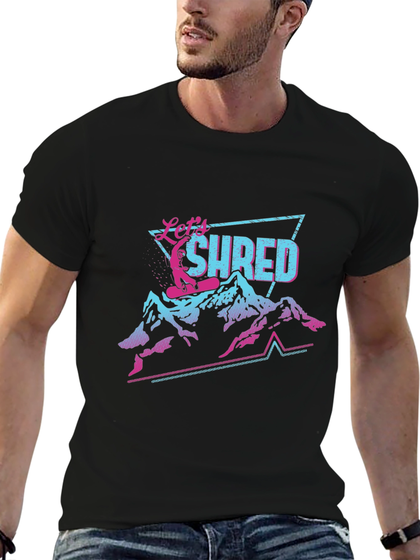 Lets Shred T-Shirt Retro Snowboard Design