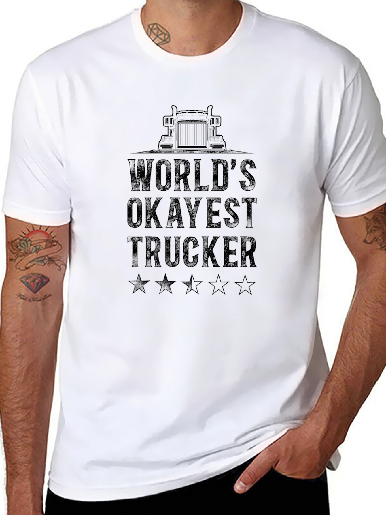 Worlds Okayest Trucker Black T-Shirt