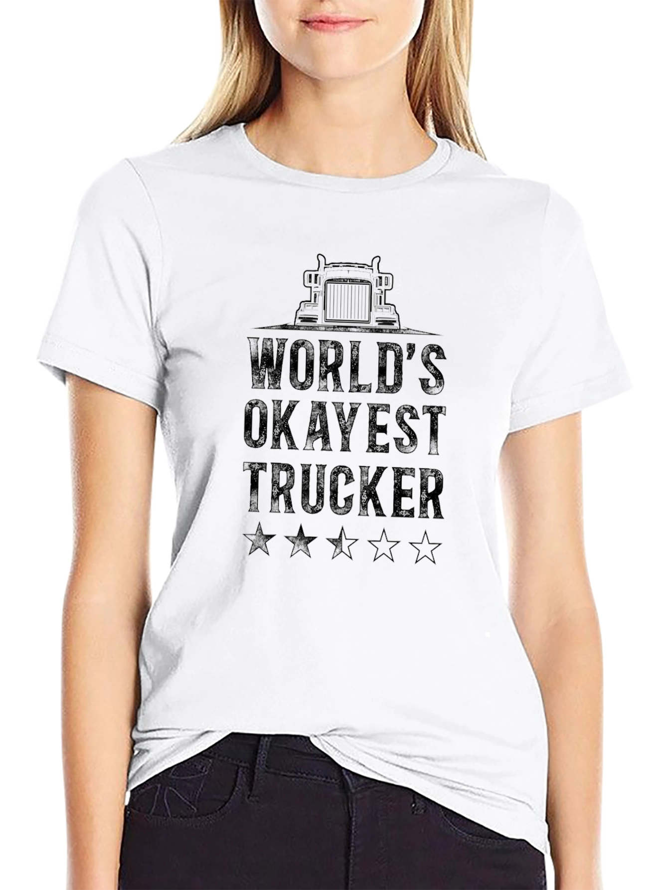 Worlds Okayest Trucker Black T-Shirt