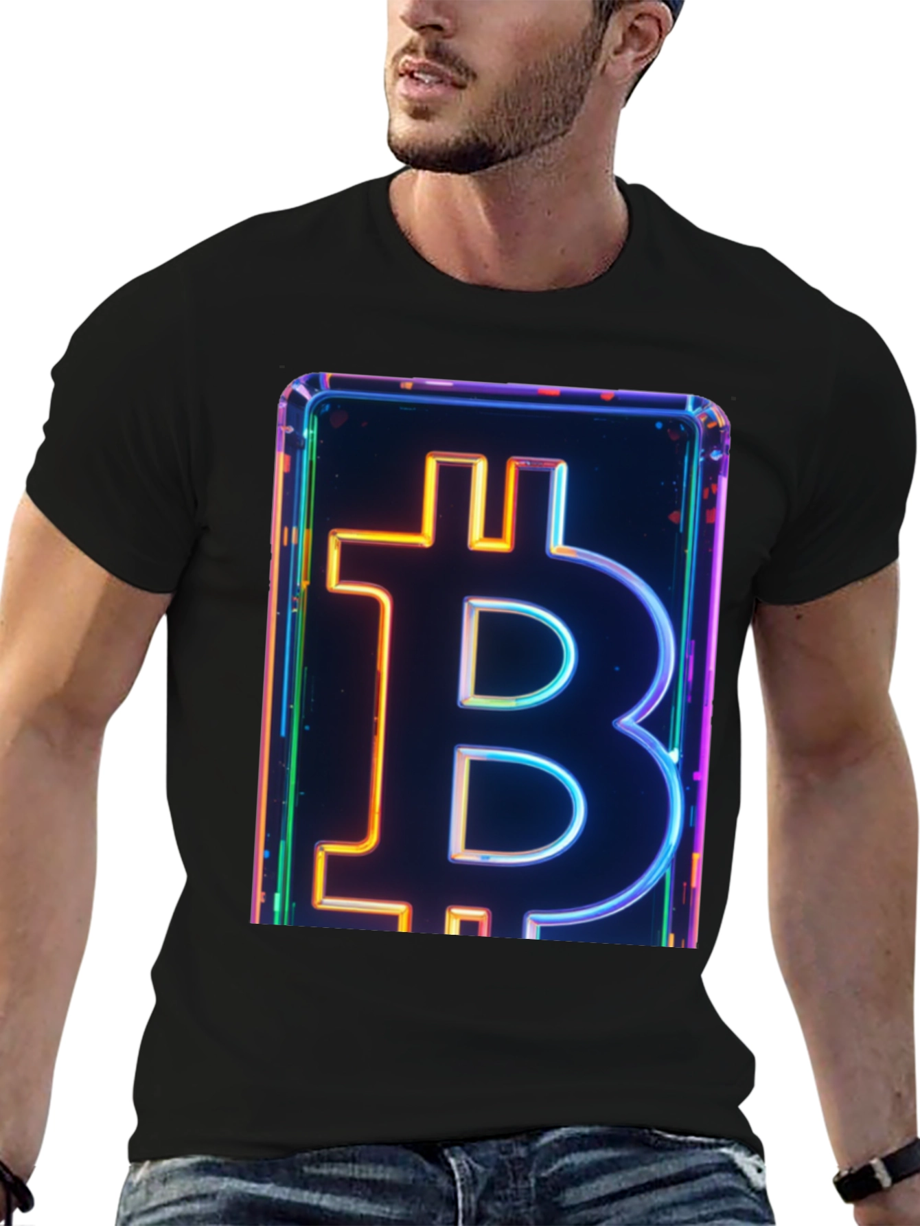 Bitcoin Neon Graphic Tee - Crypto Enthusiast Fashion