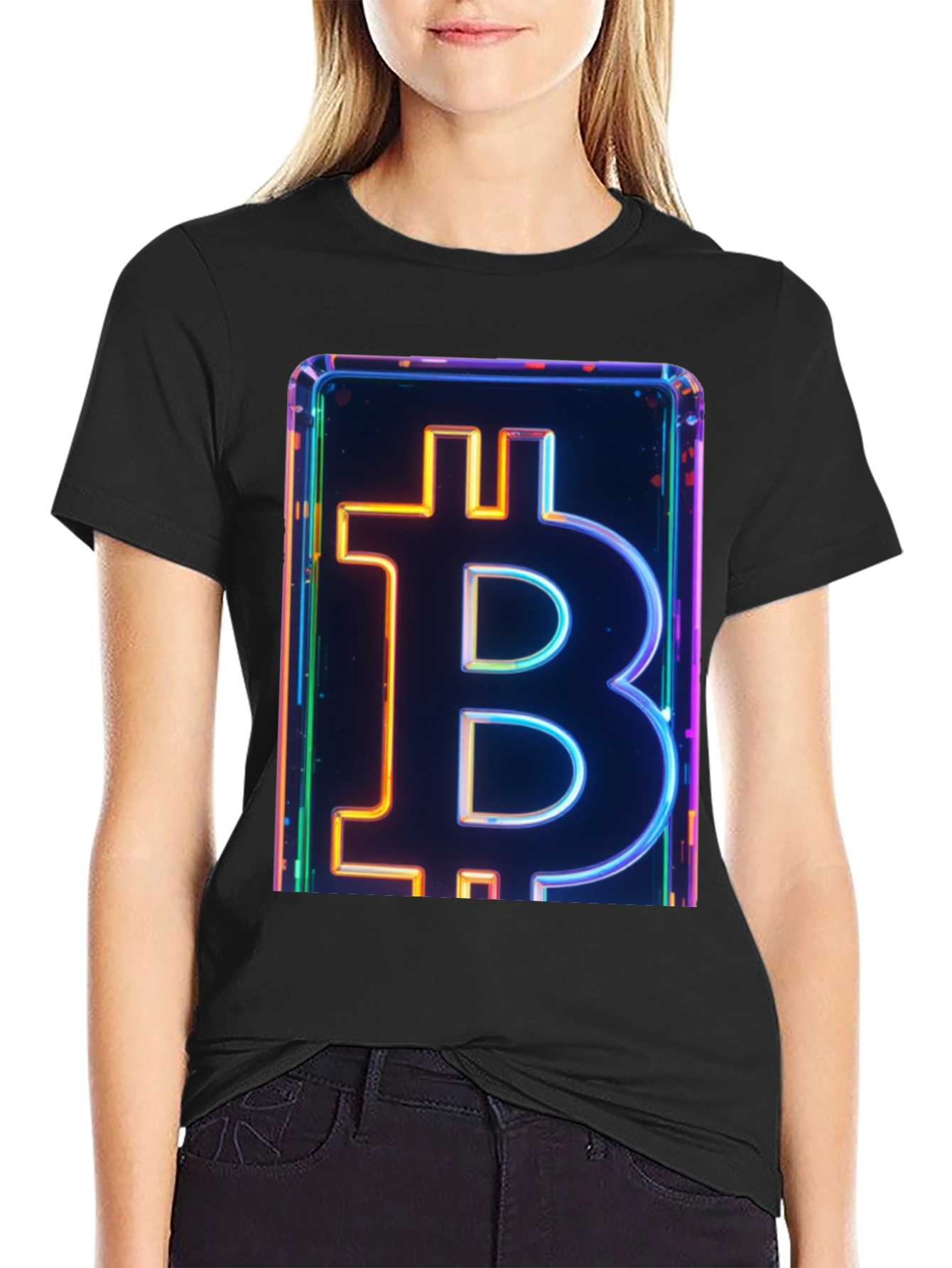 Bitcoin Neon Graphic Tee - Crypto Enthusiast Fashion