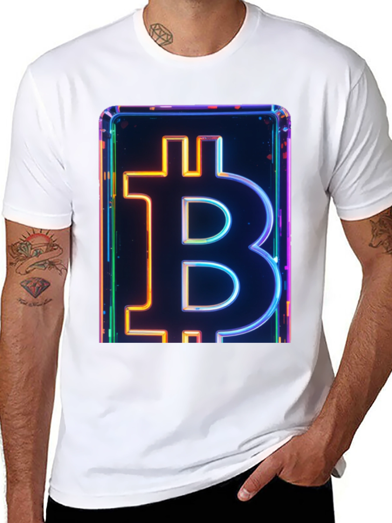 Bitcoin Neon Graphic Tee - Crypto Enthusiast Fashion