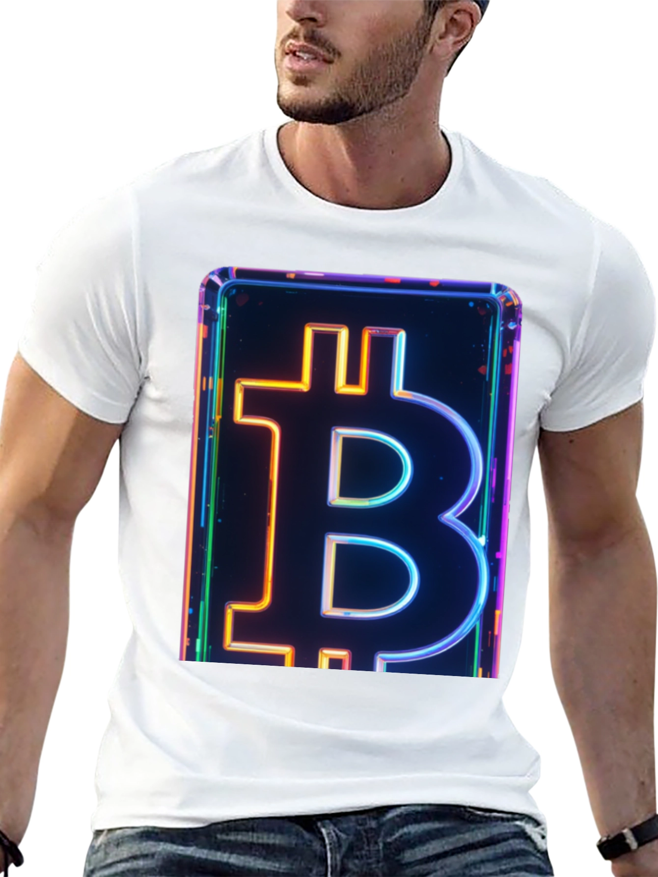 Bitcoin Neon Graphic Tee - Crypto Enthusiast Fashion