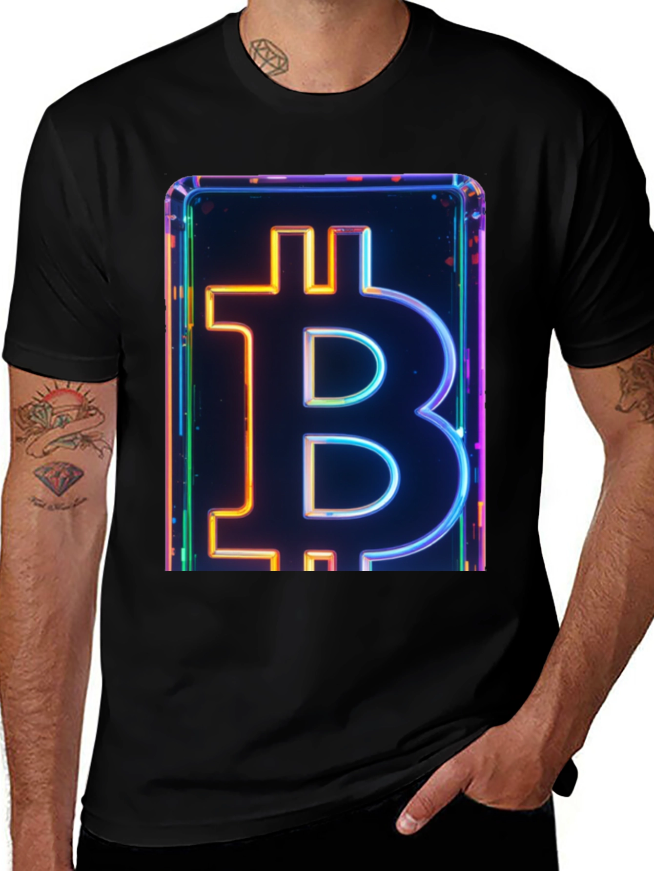 Bitcoin Neon Graphic Tee - Crypto Enthusiast Fashion