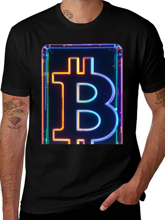 Bitcoin Neon Graphic Tee - Crypto Enthusiast Fashion