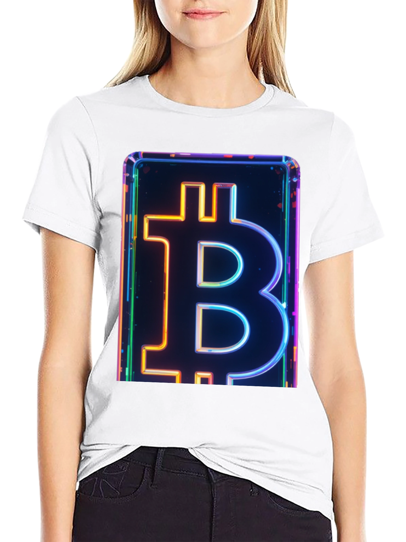 Bitcoin Neon Graphic Tee - Crypto Enthusiast Fashion