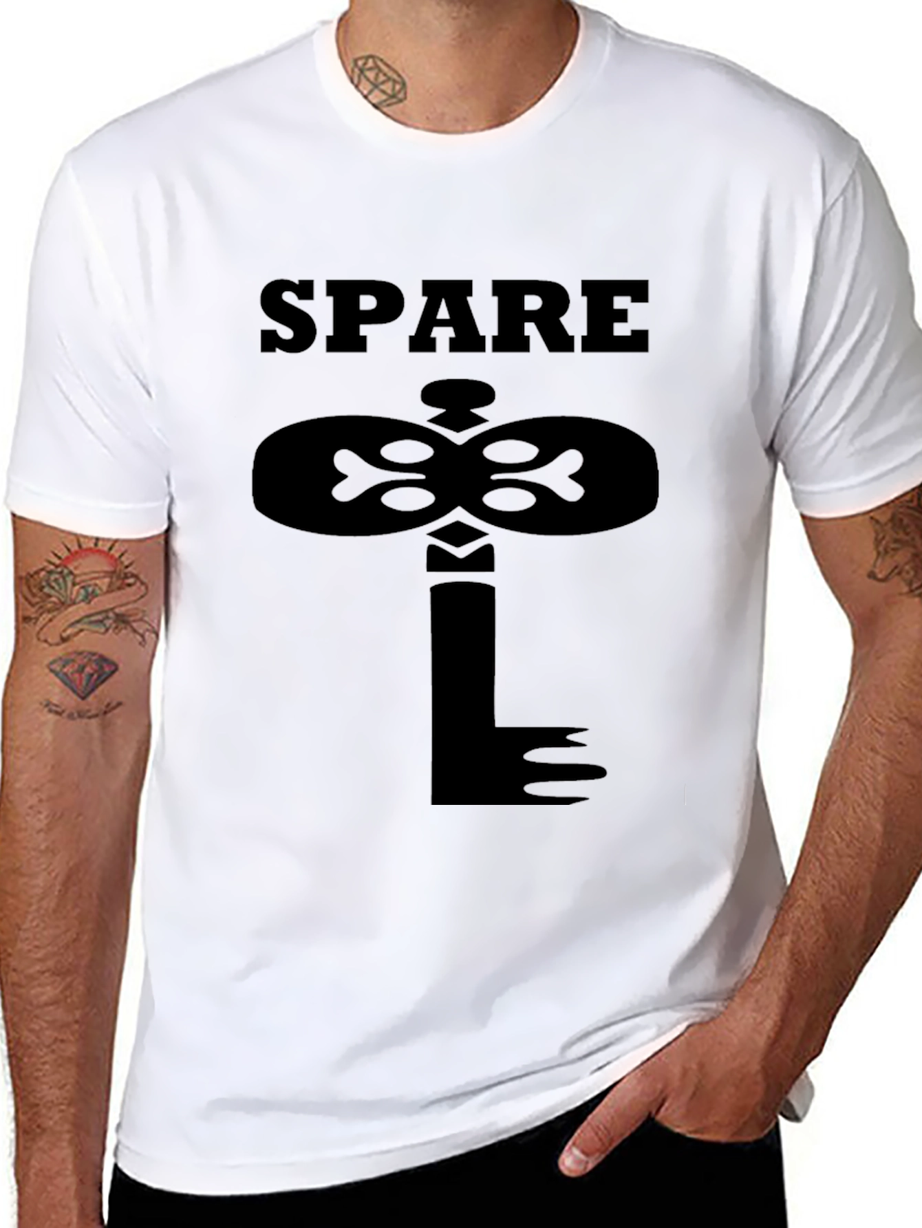 Spare Key Graphic Print Black T-Shirt