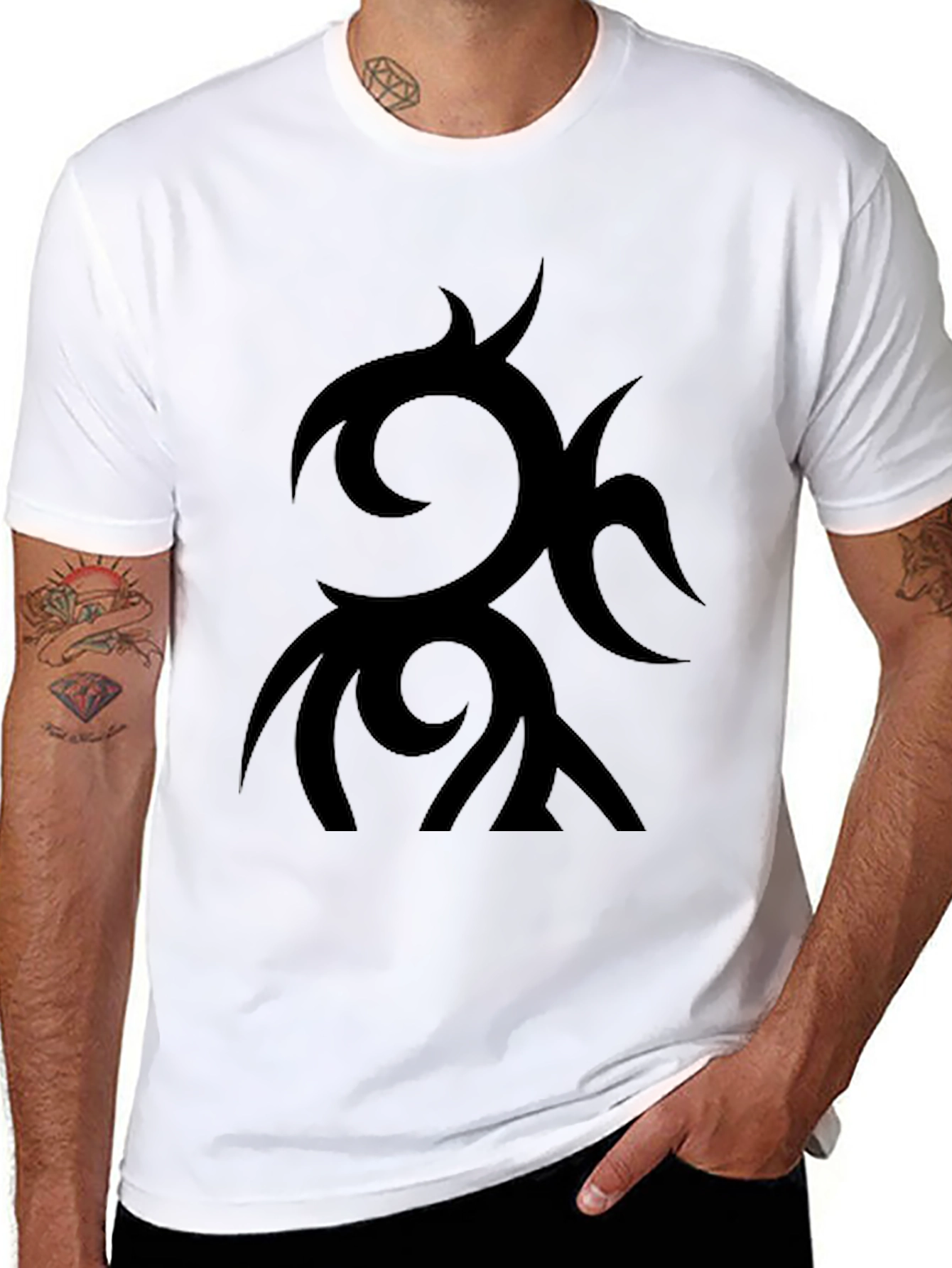 Tribal Design Black T-Shirt - Modern Casual Style
